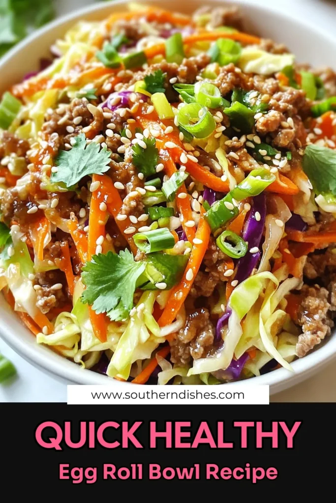 Enjoy a delicious and nutritious meal with this healthy egg roll recipe! This egg roll in a bowl is packed with ground turkey and crisp vegetables, making it a perfect choice for quick healthy meals. It's also a fantastic gluten-free dinner idea that the whole family will love. Ready in just 20 minutes, this recipe is simple and satisfying. Try it tonight and discover your new favorite dish! #HealthyEggRollRecipe #EggRollInABowl #GroundTurkeyRecipes #QuickHealthyMeals
