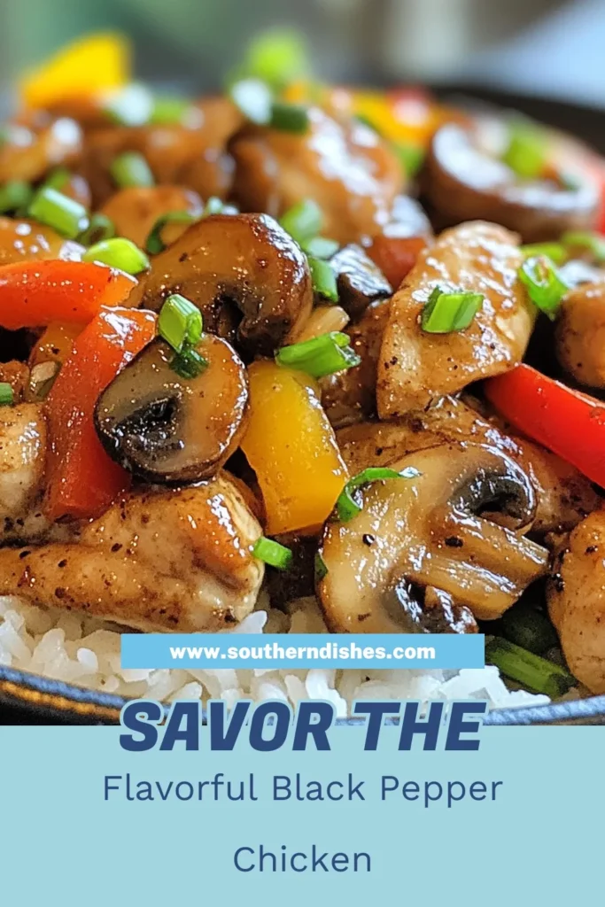 Savor the flavors of Sizzling Black Pepper Chicken with Mushrooms in this easy chicken stir-fry recipe! Perfect for quick dinner recipes, this dish features tender boneless chicken breast, fresh veggies, and a spicy black pepper kick. In just 30 minutes, you can create a delightful meal that's sure to impress. Don't miss out on this delicious recipe—save it to try tonight! #ChickenRecipes #StirFry #QuickDinner #EasyRecipes
