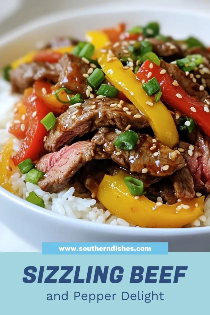 Discover the delight of this sizzling beef rice bowl featuring a colorful pepper stir fry! This easy beef dinner is made with tender beef sirloin, aromatic jasmine rice, and vibrant bell peppers, making it a perfect Asian beef and pepper recipe for any weeknight. Quick to prepare and bursting with flavor, it's a dinner everyone will love. Save this recipe for your next meal! #BeefAndPepper #JasmineRiceRecipes #EasyDinner #AsianCuisine