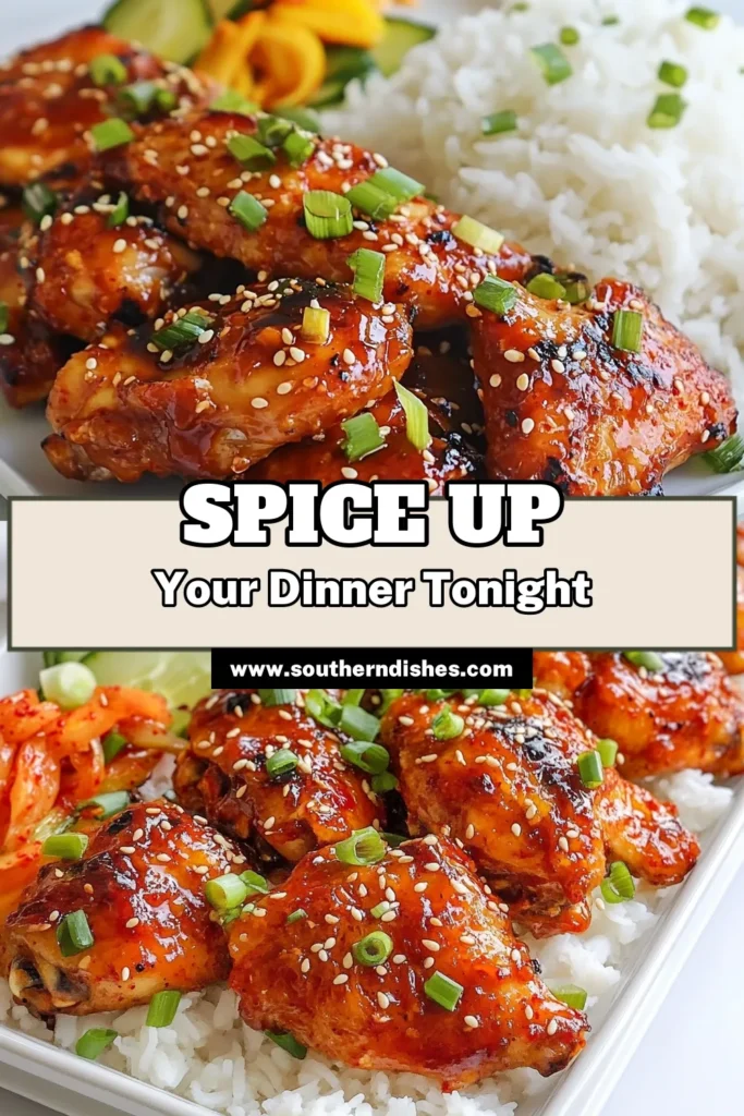 Craving a delicious and quick Korean dinner? Try this spicy Korean chicken recipe featuring fiery gochujang chicken, perfect for weeknight meals. These spicy chicken thighs are marinated in a blend of flavors that bring authentic fiery Korean cuisine to your table. Easy to prepare and packed with taste, this dish is sure to impress. Don’t miss out—save this recipe for a flavorful meal tonight! #KoreanChicken #GochujangChicken #SpicyChickenThighs #QuickKoreanDinner