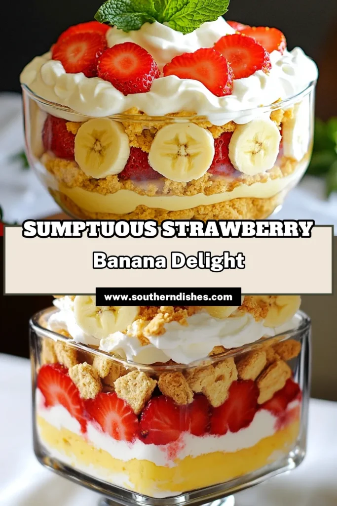 Indulge in this delightful Strawberry Banana Pudding Dream, a no-bake strawberry dessert that's perfect for any occasion. This easy banana pudding recipe layers fresh strawberries and bananas with creamy vanilla pudding, creating a delicious fruit dessert parfait. Perfect for summer gatherings or family dinners, you'll love how simple and satisfying this strawberry banana pudding is. Don't miss out—try it today! #StrawberryBananaPudding #VanillaPuddingDessert #EasyBananaPuddingRecipe #FruitDessertParfait