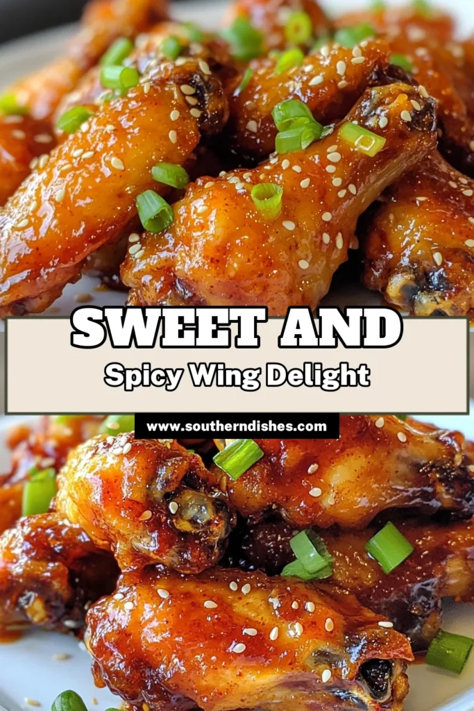 Try these mouthwatering Spicy Honey Garlic Wings for a perfect chicken wing recipe! These easy oven baked wings combine sweet and spicy flavors with a homemade honey garlic sauce that will leave your tastebuds wanting more. Ideal for game days or family dinners, this simple recipe makes crispy wings everyone will love. Save it now and impress your guests with this flavorful dish! #SpicyHoneyGarlicWings #EasyOvenBakedWings #HomemadeHoneyGarlicSauce #SweetAndSpicyWings