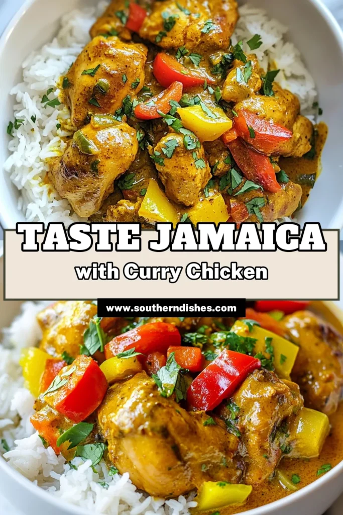 Discover the vibrant flavors of this Jamaican curry chicken recipe! This authentic Jamaican curry chicken combines tender chicken thighs with spicy curry powder and creamy coconut milk for a mouthwatering dish. Perfect for a cozy dinner, this easy Jamaican chicken recipe can be tailored to your spice preference. Ideal for meal prep or special occasions. Try it today and bring the taste of Jamaica to your kitchen! #JamaicanCurryChicken #CoconutMilkCurryChicken #SpicyCurryChicken #EasyChickenRecipe