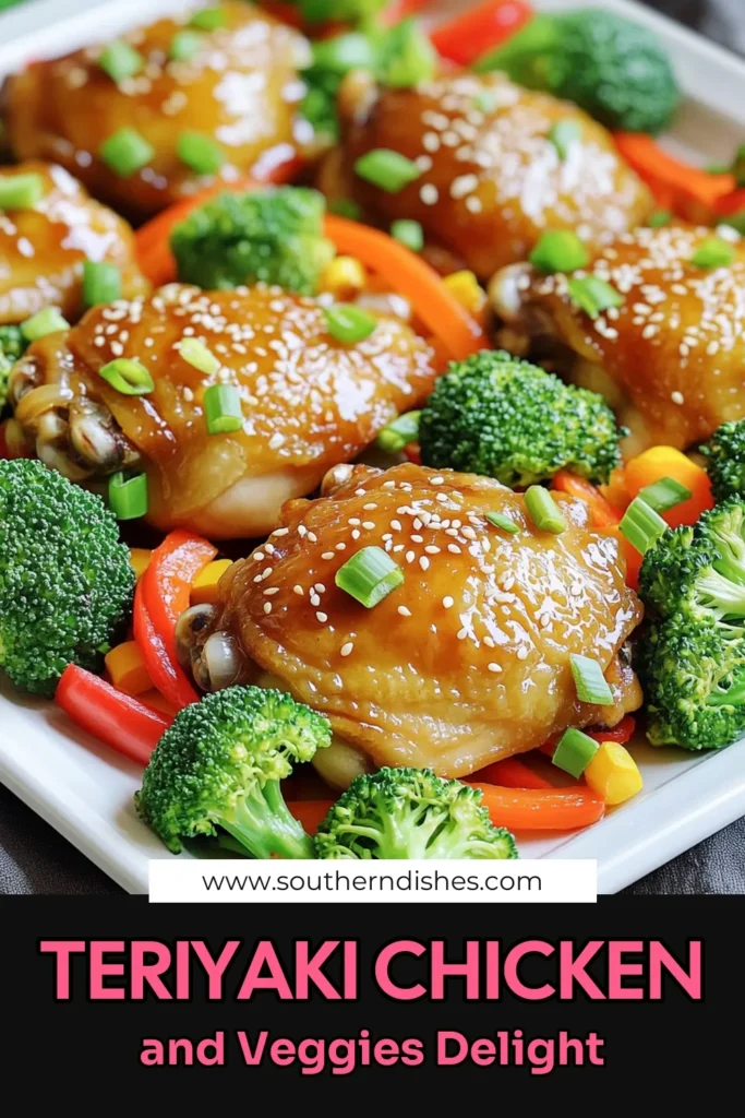 Looking for a quick and delicious dinner? Try this Sheet Pan Teriyaki Chicken & Veggies recipe that’s perfect for busy weeknights! Juicy chicken thighs are marinated in a flavorful teriyaki sauce and roasted alongside fresh broccoli, bell peppers, and carrots for a complete meal in under an hour. Click to explore the full recipe and enjoy a hassle-free dinner tonight! #TeriyakiChicken #SheetPanRecipes #HealthyDinner #EasyCooking