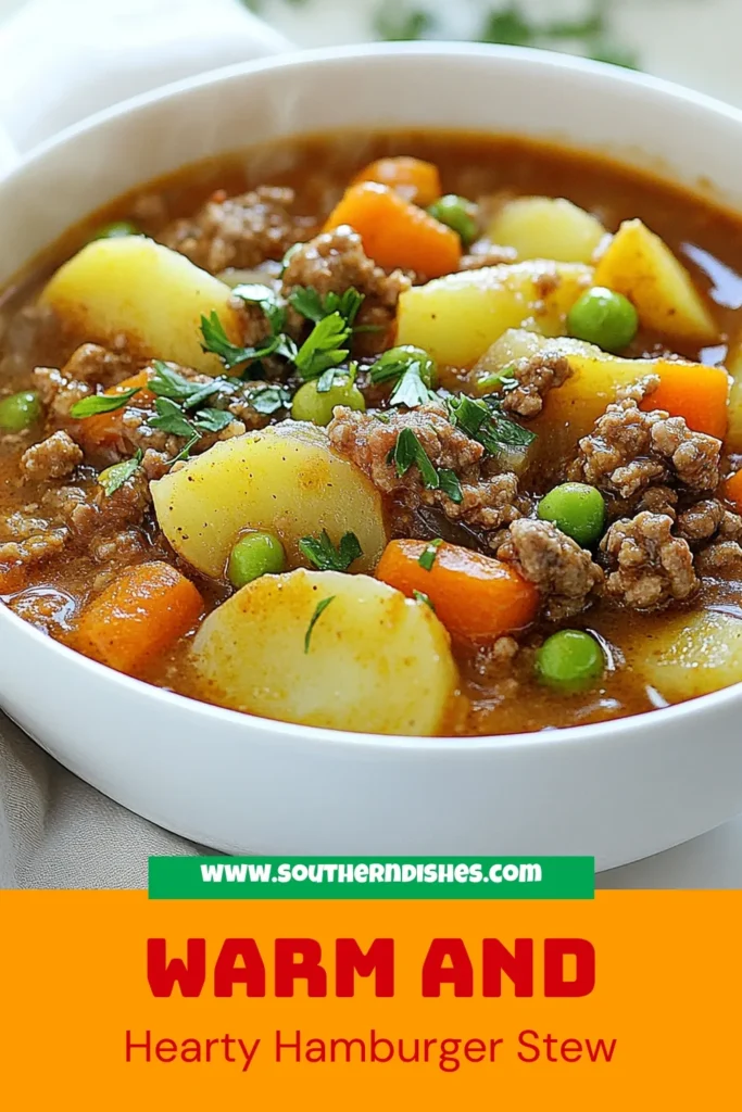 Warm up with this Hearty Hamburger Stew, the ultimate comfort food stew perfect for chilly nights! This Ground Beef Stew Recipe is not only delicious but also quick to prepare, making it one of the best easy dinner recipes. Packed with veggies and rich flavors, this homemade hamburger stew is sure to become a family favorite. Try it today and savor every spoonful! Don’t forget to save this recipe! #ComfortFood #EasyDinnerRecipes #HamburgerStew #GroundBeefStew