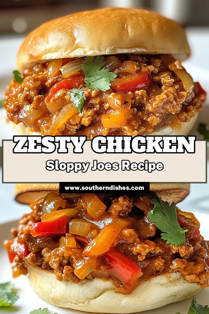 Try these zesty ground chicken sloppy joes for a delicious twist on a classic favorite! This healthy sloppy joe recipe is not only quick dinner ideas but also packed with flavor, featuring ground chicken, bell peppers, and a hint of smoked paprika. Top them with fresh cilantro for an extra burst of freshness. Perfect for busy nights! Save this ground chicken recipe for your next meal! #HealthyEating #QuickDinner #GroundChicken #SloppyJoes