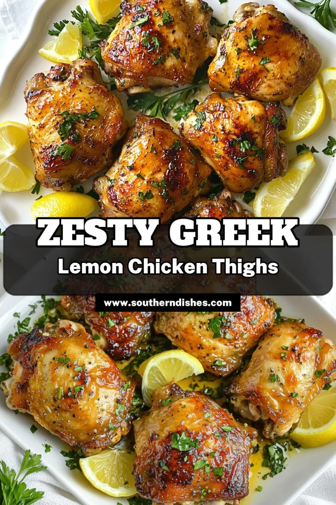Looking for a mouthwatering Greek lemon chicken recipe? Try these zesty chicken thighs marinated in a delightful blend of lemon, garlic, and herbs. This oven-roasted chicken is not just tasty but also fits into healthy Greek dinner recipes. Perfect for any night! Save this recipe for a satisfying meal that brings the flavors of Greece to your table. Don’t forget to pair with roasted veggies or a salad! #GreekLemonChicken #HealthyDinner #OvenRoastedChicken #DinnerInspiration