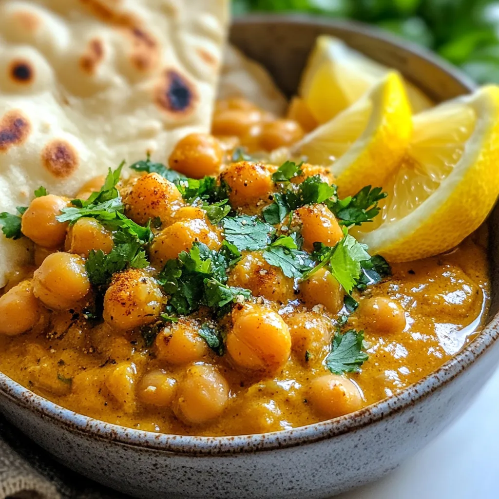 - 2 cups canned chickpeas, drained and rinsed - 1 tablespoon unsalted butter - 1 medium onion, finely chopped - 2 cloves garlic, minced - 1 inch ginger, grated - 1 tablespoon tomato paste - 1 teaspoon cumin powder - 1 teaspoon coriander powder - ½ teaspoon turmeric powder - ½ teaspoon garam masala - 1 cup coconut milk - Salt and pepper to taste - Fresh cilantro for garnish - Lemon wedges for serving This dish is rich in protein and fiber from chickpeas. It has healthy fats from coconut milk and butter. A serving offers vitamins and minerals, making it a balanced meal. Each serving has about 250 calories, depending on portion size. When picking chickpeas, choose canned ones with no added salt. Look for firm and shiny beans. For onions, select firm ones with dry skin. They should feel heavy for their size. Garlic should be tight and dry, not sprouting. Fresh ginger is smooth and firm, with a strong scent. Finally, get coconut milk in a can, checking for no additives. Fresh cilantro should be bright green, not wilted. {{ingredient_image_1}} To make butter chickpeas, start by gathering your ingredients. You need canned chickpeas, butter, onion, garlic, ginger, tomato paste, spices, coconut milk, salt, and pepper. 1. Melt the Butter: In a large skillet, melt one tablespoon of unsalted butter over medium heat. Watch it closely to avoid burning. 2. Cook the Onions: Add one finely chopped onion to the skillet. Cook for five to seven minutes until they turn soft and golden brown. This builds a great base for your dish. 3. Add Garlic and Ginger: Stir in two minced garlic cloves and one inch of grated ginger. Cook for one to two minutes. You want the mix to smell wonderful! 4. Toast Spices: Add one tablespoon of tomato paste, one teaspoon of cumin powder, one teaspoon of coriander powder, half a teaspoon of turmeric, and half a teaspoon of garam masala. Cook for two to three minutes while stirring. This step brings out the spices' full flavors. 5. Mix in Coconut Milk: Pour in one cup of coconut milk and add your two cups of chickpeas. Stir everything well. Bring the mix to a gentle simmer. 6. Simmer to Thicken: Lower the heat and let it simmer uncovered for about ten minutes. This helps the sauce thicken and taste better. 7. Season: Add salt and pepper to taste. Make sure you adjust it to fit your preference. 8. Rest Before Serving: Remove the skillet from heat. Let it rest for a few minutes. This allows the flavors to settle. 9. Serve: Serve your butter chickpeas over warm rice or naan. Garnish with fresh cilantro and lemon wedges for a bright kick. Using a large skillet is key for this recipe. It helps with even cooking and better flavor. Always start with a medium heat to avoid burning the butter. Sautéing onions slowly enhances their sweetness. When toasting spices, keep stirring to prevent them from sticking to the pan. While I can't provide images here, I suggest taking photos as you cook. Capture each step for fun! You can also find many video tutorials online. Watching someone else make butter chickpeas can be super helpful. When making butter chickpeas, avoid these common errors: - Not draining chickpeas: Always drain and rinse canned chickpeas. This helps reduce sodium. - Overcooking spices: Cook spices only until fragrant. Overcooking can make them bitter. - Skipping salt: Taste as you cook. A pinch of salt brightens the dish. - Not letting it rest: Allow the dish to sit before serving. This helps flavors meld. To make your butter chickpeas shine, try these spices: - Chili powder: For a kick, add ½ teaspoon. Adjust based on your taste. - Cinnamon: Just a pinch adds warmth and depth. - Cardamom: One pod crushed goes a long way for fragrance. - Fresh herbs: Add mint or basil for a fresh twist. Using the right tools makes a big difference. Here are my top picks: - Large skillet: A wide skillet helps with even cooking and browning. - Wooden spoon: Great for stirring and mixing without scratching your pan. - Measuring spoons: Accurate measurements ensure balanced flavors. - Chopping board and knife: A good knife makes chopping easy and safe. Pro Tips Use Fresh Spices: Freshly ground spices will enhance the flavor profile significantly compared to pre-ground ones. Adjust Creaminess: For a richer sauce, you can add more coconut milk or a splash of cream to achieve your desired consistency. Chickpea Options: While canned chickpeas are convenient, using dried chickpeas that you've soaked and cooked can add a deeper flavor. Serving Suggestions: This dish pairs beautifully with basmati rice or quinoa, and you can also serve it with a side of roasted vegetables for added nutrition. {{image_2}} You can make this dish vegan easily. Just swap the butter for coconut oil. It adds a nice flavor too. Use a plant-based butter if you prefer. Both options work well and keep it creamy. Want a heartier dish? Add some diced bell peppers or spinach. You can also toss in diced tomatoes for a fresh kick. If you like protein, try adding tofu. These ingredients make the butter chickpeas even more filling. Serve your butter chickpeas over warm, fluffy rice. Basmati rice is a great choice. You can also serve it with naan for a fun twist. Don’t forget to add fresh cilantro on top. A squeeze of lemon brightens the dish too! To keep your butter chickpeas fresh, store them in an airtight container. Let the dish cool down before sealing it. This helps to keep moisture out and flavor in. You can store leftovers in the fridge for up to three days. Make sure to label the container with the date. When you're ready to enjoy your leftovers, reheat them on the stove. Pour the butter chickpeas into a skillet. Add a splash of water or coconut milk to help them warm evenly. Heat over medium until hot, stirring often. You can also use a microwave, but keep an eye on it to avoid overcooking. If you want to save your butter chickpeas for later, freezing is a great option. Allow the dish to cool completely. Then, transfer it to a freezer-safe container. Make sure to leave some space at the top for expansion. You can freeze them for up to three months. Just label the container with the date so you know when to use it. To thaw, place the container in the fridge overnight before reheating. You can use heavy cream or almond milk. Both give a rich taste. If you want a lighter option, try unsweetened soy milk. Each choice changes the flavor a bit, so pick what you like best. Yes, this recipe is naturally gluten-free. Chickpeas, spices, and coconut milk contain no gluten. Just be careful with any bread you serve with it. Always check labels to ensure no hidden gluten. To make it milder, use less garam masala and cumin. You could also skip the ginger or use less. If you want more heat, add red pepper flakes or cayenne pepper. Start with a pinch, taste, and then add more if needed. This article covers everything you need to know about preparing your dish. We discussed the ingredients, including tips for picking fresh items. You learned step-by-step instructions to cook it perfectly and some common mistakes to avoid. We explored delicious variations and how to store leftovers correctly. Remember, cooking is about experimenting. Don't hesitate to adjust flavors and make each meal your own. Enjoy the process and the tasty results!