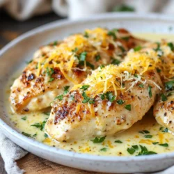 - 4 boneless, skinless chicken breasts - 1 cup heavy cream - 1 tablespoon Dijon mustard - 3 cloves garlic, minced - 2 teaspoons onion powder - 1 teaspoon smoked paprika - 1 teaspoon dried thyme - Salt and pepper to taste - 1/2 cup grated Parmesan cheese - 2 tablespoons fresh parsley, chopped (for garnish) You can add some fresh herbs like basil or chives for a nice touch. Lemon wedges add a zesty kick, which works well with chicken. Serve the chicken with a side of rice or roasted veggies for a full meal. If you don’t have heavy cream, you can use sour cream or Greek yogurt. For a dairy-free option, try coconut cream. You can swap Dijon mustard with yellow mustard if needed. If you want more spice, add cayenne pepper or chili powder. {{ingredient_image_1}} 1. Start by preheating your oven to 400°F (200°C). This will help cook the chicken evenly. 2. In a mixing bowl, add 1 cup of heavy cream. 3. Next, whisk in 1 tablespoon of Dijon mustard. This adds a nice tang. 4. Add 3 minced garlic cloves, 2 teaspoons of onion powder, and 1 teaspoon of smoked paprika for flavor. 5. Mix in 1 teaspoon of dried thyme, salt, and pepper to taste. 6. Whisk everything until it blends well. 7. Take 4 boneless, skinless chicken breasts and place them in a greased baking dish. 8. Pour the cream mixture over the chicken, making sure to coat it all. 9. Sprinkle 1/2 cup of grated Parmesan cheese on top for a rich taste. 1. Cover the baking dish with aluminum foil. This helps keep the chicken moist. 2. Bake in your preheated oven for 25 minutes. 3. After 25 minutes, carefully remove the foil. 4. Bake for another 15 to 20 minutes. Look for the chicken to turn golden brown. 5. Once done, take it out and let it rest for 5 minutes. 1. Use a meat thermometer to check if the chicken is at 165°F (75°C). 2. If you don't have a thermometer, cut into the thickest part. The juices should run clear. 3. The chicken should look golden brown and feel firm to the touch. 4. Letting it rest helps keep the juices inside. To make your chicken tender, start with great cuts. Boneless, skinless chicken breasts work well. They cook evenly and stay juicy. Marinate the chicken in the cream mixture for at least 30 minutes. This adds flavor and helps it stay moist. Baking at a high temperature, like 400°F, keeps the juices locked in. Covering with foil during part of the bake keeps moisture close to the chicken. Enhancing flavor is key for this dish. Use fresh garlic instead of powder for a bold taste. Adding smoked paprika gives a nice depth. Don't skip the Dijon mustard; it adds tang. You can also mix in some lemon juice for brightness. For a twist, try different herbs like rosemary or oregano. Top with fresh parsley for color and freshness before serving. A few errors can ruin your dish. One common mistake is overcooking the chicken. Use a meat thermometer; aim for 165°F to ensure it is safe. Another mistake is not seasoning enough. Salt and pepper are essential for flavor. Avoid using a small baking dish; it can trap steam and make the chicken soggy. Lastly, don’t skip resting the chicken after baking. Let it sit for five minutes to keep juices from running out when you cut it. Pro Tips Marinate for Extra Flavor: For an even more flavorful dish, marinate the chicken in the cream mixture for at least 30 minutes before baking. Use Fresh Herbs: Fresh thyme can elevate the flavor profile; consider using fresh herbs instead of dried for a more vibrant taste. Check for Doneness: Ensure the chicken reaches an internal temperature of 165°F (75°C) for safe consumption. Serve with Sides: Pair this dish with roasted vegetables or a light salad to balance the richness of the cream. {{image_2}} You can change the herbs and spices to fit your taste. For a fresh twist, try adding rosemary or oregano. These herbs add a nice flavor to the chicken. You can swap out smoked paprika for regular paprika. This will give a milder taste. If you like heat, add cayenne pepper. Just a pinch will do. Experimenting with different herbs can make this dish new each time. Parmesan is great, but you can use other cheeses too. Mozzarella melts well and gives a nice stretch. Cheddar adds sharpness and richness. Feta cheese brings a tangy flavor that is fun. Try mixing different cheeses to see what you like best. Each cheese will change the dish's taste, making it yours. To make this dish gluten-free, check your ingredients. Use gluten-free Dijon mustard. Most heavy creams are gluten-free, but check the label. If you want a different sauce base, use coconut cream. It adds a rich flavor and is naturally gluten-free. These simple swaps allow everyone to enjoy this meal. Store any leftover Melt In Your Mouth Chicken in the fridge. Place it in an airtight container. This keeps the chicken fresh for up to 3 days. Always let the chicken cool before storing. This helps prevent sogginess. You can freeze Melt In Your Mouth Chicken for later. Use freezer-safe bags or containers. Make sure to remove any air to avoid freezer burn. It keeps well for up to 3 months. When ready to eat, thaw it in the fridge overnight. Reheat the chicken gently to keep it moist. Use the oven set to 350°F (175°C). Place the chicken in a baking dish with a little cream or broth. Cover it with foil to lock in moisture. Heat for about 15-20 minutes or until warm throughout. To keep chicken tender, start with quality meat. Choose fresh, boneless, skinless chicken breasts. Marinating the chicken helps, too. Use the heavy cream mixture from the recipe. The cream keeps the chicken juicy as it cooks. Cooking at a lower temperature can also help. Avoid overcooking; it dries out the meat. Let the chicken rest after baking for extra juiciness. Yes, you can use chicken thighs! They are darker and richer in flavor. Thighs have more fat, which keeps them moist. Adjust the cooking time slightly. Thighs may need a bit longer to cook through. Follow the same steps in the recipe and enjoy the difference. Many side dishes go well with this chicken. Consider serving it with mashed potatoes or rice. Both soak up the creamy sauce nicely. Steamed vegetables like broccoli or green beans add color and crunch. A simple salad with vinaigrette can brighten the meal. Garlic bread is a tasty addition, too! In this blog post, we covered the key ingredients and steps to create Melt In Your Mouth Chicken. You learned about ingredient swaps and cooking tips to enhance flavors. Remember, achieving maximum tenderness and avoiding common mistakes are key. Explore variations with herbs and cheese to keep meals exciting. Proper storage helps maintain freshness for future meals. Use the FAQs as a quick guide to address your concerns. With these insights, you can confidently make this dish a staple in your kitchen. Enjoy every bite!