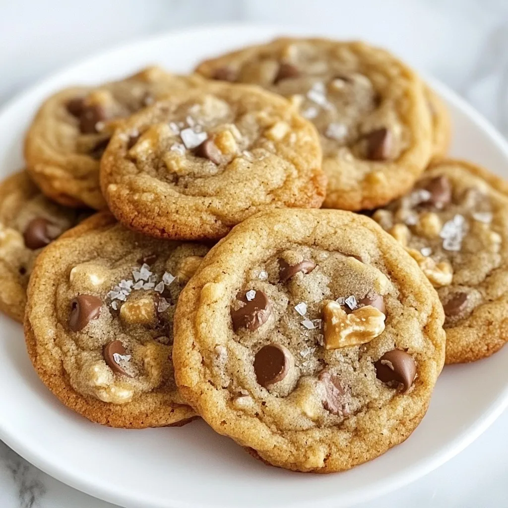 To make bakery-style chocolate chip cookies, you need the right ingredients. Here’s what you’ll need: - 2 1/4 cups all-purpose flour - 1 teaspoon baking soda - 1 teaspoon salt - 1 cup unsalted butter, softened - 3/4 cup light brown sugar, packed - 3/4 cup granulated sugar - 1 tablespoon vanilla extract - 2 large eggs - 2 cups semi-sweet chocolate chips - 1/2 cup chopped walnuts or pecans (optional) - Flaky sea salt for topping Each ingredient plays a role in making the cookies delicious. The all-purpose flour gives structure. Baking soda helps them rise. Salt balances the sweetness. Softened butter adds creaminess. Light brown sugar makes them chewy. Granulated sugar helps with crispiness. Vanilla extract gives a warm flavor. Eggs bind everything together. Chocolate chips add richness. Nuts give crunch and flavor. Lastly, flaky sea salt enhances the taste. Gather these ingredients to start your cookie adventure! {{ingredient_image_1}} First, set your oven to 350°F (175°C). This helps the cookies bake evenly. Line two baking sheets with parchment paper. This will stop the cookies from sticking. Grab a medium bowl. In it, whisk together 2 1/4 cups of all-purpose flour, 1 teaspoon of baking soda, and 1 teaspoon of salt. This mix helps the cookies rise. Set this bowl aside for now. Take a large mixing bowl. Add 1 cup of softened unsalted butter, 3/4 cup of light brown sugar, and 3/4 cup of granulated sugar. Use a mixer to cream these together until light and fluffy. This should take about 2-3 minutes. Next, mix in 1 tablespoon of vanilla extract. Then, add 2 large eggs one at a time. Beat well after each egg. Now, gradually add the dry mix from earlier. Stir until just combined. Be careful not to overmix. Now it’s time for the fun part! Fold in 2 cups of semi-sweet chocolate chips. If you like nuts, add 1/2 cup of chopped walnuts or pecans. Mix gently until everything is evenly spread in the dough. Use a cookie scoop or a spoon to drop about 2-3 tablespoons of dough onto the lined sheets. Leave space between each cookie. Sprinkle a pinch of flaky sea salt on each dough ball. This adds great flavor. Bake for 10-12 minutes. Look for golden edges and soft centers. Once baked, allow the cookies to cool on the baking sheet for 5 minutes. This helps them set. After that, transfer them to a wire rack to cool completely. Enjoy your delicious bakery-style chocolate chip cookies! To get that soft, chewy center, use room temperature butter. It mixes better with sugars. Cream the butter and sugars until fluffy, around 2-3 minutes. This step adds air into the dough. For a thicker cookie, chill the dough for 30 minutes before baking. This lets the flavors blend and helps cookies hold their shape. Add depth by using high-quality vanilla extract. You can also mix in different chocolate chips, like dark or white chocolate. For a nutty twist, fold in chopped walnuts or pecans. A sprinkle of flaky sea salt on top boosts the sweetness and balances flavors. It makes each bite even tastier. Don’t overmix the dough; this can make cookies tough. Mix until just combined to keep them soft. Also, avoid using cold butter straight from the fridge. It won’t cream well with the sugars. Lastly, don’t skip the sea salt on top. It’s a game changer for flavor! Pro Tips Chill the Dough: For thicker cookies, chill the dough for at least 30 minutes before baking. This helps prevent spreading and yields a chewier texture. Use Quality Chocolate: Opt for high-quality semi-sweet chocolate chips for a richer flavor. Consider mixing in some dark chocolate for added depth. Don’t Overbake: Keep an eye on your cookies while they bake. Remove them from the oven when the edges are golden brown but the centers still look slightly underbaked. Experiment with Nuts: If you like a bit of crunch, try adding different nuts like pecans or macadamia nuts. They can enhance the texture and flavor of your cookies. {{image_2}} You can make these cookies gluten-free. Use a gluten-free flour blend. Look for one that measures cup-for-cup with regular flour. This keeps the taste and texture similar. Add a bit of xanthan gum if your blend does not contain it. This will help bind the ingredients. To make these cookies vegan, swap the butter for a plant-based version. You can use coconut oil or a vegan butter stick. Replace the eggs with flax eggs. To make a flax egg, mix one tablespoon of ground flaxseed with three tablespoons of water. Let it sit for five minutes to thicken. You can change up the chocolate types for fun flavors. Try dark chocolate chips for a rich taste. White chocolate chips add sweetness and creaminess. You can even use a mix of chocolates. For a unique twist, add peanut butter or butterscotch chips. This gives your cookies a whole new flavor profile. To keep your bakery-style chocolate chip cookies fresh, store them in an airtight container. This method traps moisture and keeps cookies soft. You can layer them with parchment paper to prevent sticking. If you prefer a crispy edge, leave the lid slightly open. Store cookies at room temperature for up to one week. For longer storage, consider freezing them. You can freeze cookie dough for later use. First, scoop the dough into balls, placing them on a baking sheet. Freeze the dough balls for about an hour. Once frozen, transfer them to a zip-top bag. Label the bag with the date, and they will last up to three months. When ready to bake, no need to thaw. Just add a couple of extra minutes to the baking time. Serve these cookies warm for the best taste. Pair them with a glass of milk or your favorite coffee. For a fun twist, try adding a scoop of ice cream on top to create a cookie sundae. You can also sprinkle extra flaky sea salt on top just before serving for a sweet and salty contrast. Enjoy these treats with friends or keep them all for yourself! Bakery-style chocolate chip cookies can last up to one week. Store them in an airtight container to keep them fresh. If you want to enjoy them longer, freeze them. They can last for up to three months in the freezer. Yes, you can substitute some ingredients. You can use coconut oil instead of butter. You can also swap light brown sugar with dark brown sugar for a richer flavor. If you need gluten-free cookies, use a gluten-free flour blend. To soften butter quickly, cut it into small cubes. Place the cubes in a warm spot in your kitchen. You can also microwave it for about 10 seconds on low power. Just be careful not to melt it! Cookies are done when the edges turn golden brown. The center should look slightly underbaked. They will firm up as they cool. Set a timer for 10-12 minutes to start checking. Yes, you can make egg-free cookies. Use unsweetened applesauce or mashed bananas as substitutes. One egg equals 1/4 cup of applesauce. This will keep the cookies moist and tasty. Light brown sugar has molasses, which gives it a soft texture and a rich flavor. Granulated sugar is white and has a crisp texture. Using light brown sugar in cookies makes them chewy and adds depth to the flavor. You now have everything to bake delicious chocolate chip cookies. We covered all the key ingredients, detailed step-by-step instructions, and offered special tips. Don’t forget about tasty variations to meet dietary needs. Remember to store your cookies well for lasting freshness. With these guidelines, you can bake with confidence. Enjoy your time in the kitchen! You’ll create sweet memories with every batch.