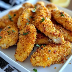 - 1 lb chicken breast strips - 1 cup buttermilk (or substitute with 1 cup milk + 1 tablespoon lemon juice) - 1 cup all-purpose flour - 1 teaspoon garlic powder - 1 teaspoon onion powder - 1 teaspoon paprika - 1 teaspoon salt - 1/2 teaspoon black pepper - 1/2 teaspoon cayenne pepper (optional for a kick) - 1 cup panko bread crumbs - Cooking spray The main ingredients create a tasty base for your chicken tenders. The chicken breast strips are juicy and tender. Buttermilk adds a tangy flavor and keeps the meat moist. You can use milk with lemon juice if you're out of buttermilk. The all-purpose flour helps the coating stick well. Next, we have the spices and seasonings. Each spice adds its unique flavor. Garlic powder gives depth, while onion powder adds sweetness. Paprika gives a nice color and mild heat. Salt and black pepper are key to enhancing all flavors. If you want some heat, add cayenne pepper. Finally, the coating ingredients make your tenders crispy. Panko bread crumbs create an extra crunchy layer. Cooking spray ensures the tenders brown evenly and don’t stick. Using these ingredients will help you make air fryer chicken tenders that are crispy and flavorful. {{ingredient_image_1}} To start, combine the chicken strips with buttermilk in a bowl. This mix helps tenderize the meat and adds flavor. I recommend marinating for at least 30 minutes. If you have time, letting the chicken sit overnight makes it even better. Next, set up your dredging station with three bowls. In the first bowl, mix flour with garlic powder, onion powder, paprika, salt, and black pepper. The second bowl holds the buttermilk, and the third contains panko bread crumbs. This setup will help you coat the chicken easily. Now it’s time to coat the chicken. Remove the strips from the buttermilk, letting the excess drip off. First, dip each strip in the flour mixture. Then, back into the buttermilk, and finally, coat it with panko bread crumbs. Press gently to make sure the panko sticks well. Preheat your air fryer to 400°F (200°C) for about 5 minutes. This step is crucial. Preheating helps the chicken cook evenly and get that perfect crispy texture. Spray the air fryer basket with cooking spray. Place the chicken tenders in a single layer. Avoid overcrowding; this lets the hot air circulate. Lightly spray the tops of the tenders with cooking spray for an extra crispy finish. Cook the chicken tenders for 10-12 minutes. Flip them halfway through to ensure even cooking. They are done when they turn golden brown and reach an internal temperature of 165°F (74°C). Use a meat thermometer to check for doneness. To get crispy and tender chicken, marination is key. Soak your chicken in buttermilk for at least 30 minutes. This helps to make the meat juicy. You can marinate overnight for even more flavor. Aim for that golden brown crust. The coating should be crisp, while the inside stays moist. Spices can change everything. Try adding chili powder for heat or Italian herbs for a twist. You can mix and match seasonings to suit your taste. For dipping sauces, consider ranch, honey mustard, or barbecue. These sauces complement the chicken well, adding extra flavor. If your air fryer is small, cook in batches. Place the chicken strips in a single layer. This ensures they cook evenly and stay crispy. To reheat, use the air fryer. Set it to 350°F for about 5 minutes. This will keep them crunchy and warm. Pro Tips Marination Matters: Allowing the chicken to marinate for longer enhances its flavor and tenderness, so consider marinating overnight if you have the time. Use Panko for Crunch: Panko breadcrumbs create a lighter, crispier coating compared to regular breadcrumbs, giving your tenders an irresistible crunch. Don’t Overcrowd the Basket: Cooking in batches ensures even cooking and crispiness; overcrowding can lead to soggy tenders. Check for Doneness: Always use a meat thermometer to ensure the chicken reaches an internal temperature of 165°F (74°C) for safe consumption. {{image_2}} You can easily make these chicken tenders gluten-free. For the flour, use a gluten-free blend. You can also swap panko crumbs for gluten-free breadcrumbs. Keep an eye on the cooking time. Gluten-free breading may need a minute or two less to cook. Always check the chicken's internal temperature. It should reach 165°F to be safe. Air frying is a healthier choice compared to traditional frying. With air frying, you use less oil, which cuts down on calories. The texture remains crispy on the outside and juicy inside. In traditional frying, the chicken tends to absorb more oil. This can lead to a heavier feel. Both methods create delicious chicken, but air frying keeps it lighter and easier to clean up. Adding veggies can boost your meal's nutrition. Try air frying bell peppers, zucchini, or carrots alongside your chicken. Cut them into similar sizes for even cooking. Most veggies will cook in 8 to 12 minutes at 400°F. You can toss them in a bit of oil and season them as you like. This way, you enjoy a full meal from the air fryer. To store your leftover chicken tenders, let them cool first. Place them in airtight containers. This keeps them fresh and safe. I recommend using glass or plastic containers with tight lids. You can keep them in the fridge for up to three days. If you want to freeze cooked tenders, let them cool completely. Arrange them in a single layer on a baking sheet. Freeze them for about an hour until firm. After that, transfer them to freezer bags. Make sure to remove as much air as possible. When you are ready to eat, reheat them in the air fryer at 375°F (190°C) for about 10 minutes. This will help keep them crispy. Cooked chicken tenders can last in the fridge for three days. In the freezer, they can stay good for up to three months. Always check for signs of spoilage before eating. Look for any off smells, discoloration, or slimy textures. If you notice any of these, it's best to throw them away. To make air fryer chicken tenders crispy, follow these tips: - Use panko bread crumbs for extra crunch. - Marinate the chicken in buttermilk for at least 30 minutes. - Make sure to coat the chicken evenly with the flour, buttermilk, and panko. - Lightly spray the chicken with cooking spray before air frying. - Cook in a single layer without overcrowding the basket. These steps help create a golden and crunchy exterior that everyone loves. Yes, you can use frozen chicken strips! Just adjust the cooking time. - Preheat the air fryer to 400°F (200°C). - Add an extra 5 minutes to the cooking time. - Check for a safe internal temperature of 165°F (74°C). This way, you can still enjoy tasty tenders without defrosting. Many sauces pair well with chicken tenders. Here are some popular choices: - Honey mustard for a sweet and tangy flavor. - BBQ sauce for a smoky kick. - Ranch dressing for a cool and creamy dip. - Ketchup for a classic option. Feel free to try any of your favorites! Yes, you can! If you don't have buttermilk, try this: - Use 1 cup of milk and add 1 tablespoon of lemon juice. - Let it sit for 5 minutes to thicken. This will give you a similar tangy flavor. Cooking chicken tenders usually takes 10-12 minutes in an air fryer. - Preheat to 400°F (200°C). - Flip the tenders halfway through for even cooking. Always check that they reach 165°F (74°C) for safety. You learned how to make delicious air fryer chicken tenders from scratch. We covered the key ingredients, from chicken strips to spices. Marinating and coating the chicken ensures the best flavor and texture. I shared tips for cooking and storing your tenders, plus options for variations and sauce pairings. Enjoy making this easy, tasty dish for yourself or your family. With practice, you'll create perfect tenders every time. Happy cooking!