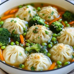 - Frozen dumplings (16 oz package) - Broccoli florets (2 cups) - Shredded carrots (1 cup) - Edamame (1 cup shelled) - Chicken or vegetable broth (4 cups) - Soy sauce (1 tablespoon) - Sesame oil (1 teaspoon) - Minced garlic (2 cloves) - Grated ginger (1-inch piece) - Green onions (for garnish) - Sesame seeds (for garnish) To create the One-Pan Viral Dumpling Bake, you need some simple yet tasty ingredients. Start with a package of frozen dumplings. You can pick chicken, vegetable, or your favorite filling. Next, grab fresh broccoli florets for crunch and color. Shredded carrots add sweetness and a pop of orange. Edamame gives a nice protein boost. For the broth, you will need four cups of either chicken or vegetable broth. Add one tablespoon of soy sauce for saltiness and flavor. A teaspoon of sesame oil adds a lovely nutty taste. Don’t forget the aromatics! Minced garlic and grated ginger boost the dish's flavor. Lastly, sprinkle green onions and sesame seeds on top for a beautiful finish. These ingredients come together to create a warm and satisfying meal. {{ingredient_image_1}} - Preheat the oven to 400°F (200°C). - In a large oven-safe skillet, add 4 cups of chicken or vegetable broth, 1 tablespoon of soy sauce, 1 teaspoon of sesame oil, 2 cloves of minced garlic, and 1-inch piece of grated ginger. Stir to mix well. Start heating this mixture on medium. You want it to simmer gently. This base gives great flavor to the whole dish. - Carefully add 1 package (16 oz) of frozen dumplings into the skillet. - Make sure they are mostly submerged in the broth. - Next, scatter 2 cups of broccoli florets, 1 cup of shredded carrots, and 1 cup of shelled edamame over the dumplings. This colorful mix adds nutrition and texture. - Now, transfer the skillet to the oven. - Bake for 25-30 minutes. Keep an eye on it during the last few minutes. You want the dumplings cooked through and the veggies tender. The kitchen will smell amazing! When picking frozen dumplings, go for quality brands. Look for dumplings with fresh fillings. Chicken and vegetable dumplings work best here. Arrange the dumplings carefully in the pan. Keep them mostly submerged in the broth. This helps them cook evenly. Avoid overcrowding, which can cause sticking and uneven cooking. To spice up the broth, add a splash of chili oil or sriracha. This adds heat without overpowering the dish. You can also mix in a tablespoon of miso for depth. For garnishes, consider adding chopped cilantro or fresh basil. These herbs brighten the dish. You can also use crushed red pepper flakes for added zing. Oven temperatures can vary. If your oven runs hot, check the dumplings at 25 minutes. If your oven runs cool, you may need to bake them longer. To know when your dumplings and veggies are done, look for a golden color. The dumplings should be puffed up and the veggies tender. A fork should easily pierce the vegetables. Pro Tips Use Fresh Ingredients: Whenever possible, opt for fresh vegetables instead of frozen ones to enhance the flavor and texture of your dish. Broth Choices: Experiment with different types of broth, such as miso or spicy chicken broth, to add unique flavors to the dumpling bake. Customize Your Fillings: Feel free to mix and match different types of dumplings, such as pork or shrimp, for a varied taste experience. Garnish Generously: Don't skip the green onions and sesame seeds; they add not only flavor but also a beautiful presentation to your dish. {{image_2}} You can swap out the broccoli, carrots, and edamame for other veggies. Try snap peas, bell peppers, or mushrooms. These options add color and flavor. Seasonal veggies work great too. Use zucchini in summer or squash in fall. This keeps your dish fresh and exciting. Feel free to use different dumplings. Pork or shrimp dumplings bring new tastes. You can also try meat alternatives like lentil or chickpea dumplings. For extra protein, add cooked chicken or tofu. Both blend well with the broth and veggies. This makes the dish heartier. If you're gluten-free, use gluten-free dumplings and soy sauce. Check the labels to be safe. For a vegan twist, use vegetable broth and plant-based dumplings. You can add more veggies to make it filling. These adaptations help everyone enjoy the dish. To keep your One-Pan Viral Dumpling Bake fresh, store it in the fridge. Place the leftovers in an airtight container. This helps keep the dish from drying out. Use a glass or plastic container with a tight lid. The dish can stay fresh for up to three days in the fridge. When it's time to eat your leftovers, you can reheat them easily. Use a microwave-safe dish for quick heating. Cover it with a lid or microwave-safe wrap. Heat for about 2-3 minutes, then check if it's warm. If you want to bake it, place it in an oven-safe dish. Set your oven to 350°F (175°C) and bake for about 15 minutes. This method helps keep the dumplings soft and the veggies crisp. If you want to save some for later, you can freeze the dish. Let it cool completely before freezing. Transfer it to a freezer-safe container. Be sure to leave some space for expansion. The dish can stay frozen for up to three months. When you're ready to eat, thaw it in the fridge overnight. For cooking from frozen, you can bake it at 375°F (190°C) for about 45-50 minutes. Check that it's hot all the way through before serving. Yes, you can use fresh dumplings. Fresh dumplings need less cooking time. You should add them to the broth just before baking. This way, they will cook properly. Make sure to check if they float. Floating means they are ready. To add heat, try a few options. You can use chili flakes or hot sauce. Mix these into the broth before baking. Another choice is to add sliced fresh chilies on top. You can also use spicy dumplings if you prefer. This dish pairs well with many sides. Try serving it with a simple salad. A cucumber salad adds a nice crunch. You can also serve rice or quinoa for a filling meal. Steamed vegetables complement the dumplings nicely. This blog post shared a simple and tasty recipe for One-Pan Viral Dumpling Bake. You learned about the ingredients needed, like frozen dumplings, broccoli, and a tasty broth. I covered tips for adjusting cooking times and enhancing flavors. You can also try different veggies and proteins to make it your own. Finally, I shared how to store leftovers and reheat them. Enjoy making this meal your go-to for busy days. You'll love the ease and taste!