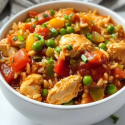 To make this dish, you need a few key ingredients: - 1 lb chicken thighs, boneless and skinless, diced - 1 cup long-grain white rice - 1 can (14.5 oz) diced tomatoes, undrained - 1 bell pepper (any color), diced - 1 medium onion, chopped - 2 cloves garlic, minced - 1 cup chicken broth These items create a solid base for your jambalaya. The chicken adds protein, while the rice soaks up all the rich flavors. If you want to boost the taste, consider these extras: - 1 tablespoon Cajun seasoning - 1 teaspoon dried thyme - 1 teaspoon smoked paprika - Salt and pepper to taste - 1 cup frozen peas - 2 green onions, chopped (for garnish) These ingredients bring depth and character to your dish. The Cajun seasoning gives it a kick, while thyme and paprika add warmth. The peas and green onions add a pop of color and freshness. Spices are your best friends in this recipe. Cajun seasoning is key for that classic flavor. You can also adjust the spices based on your taste. If you like it spicy, add more Cajun seasoning. If you prefer mild, use less. Experiment with your spice blends! Adding a dash of hot sauce can also add an exciting zing. Enjoy the process of finding what works best for you! {{ingredient_image_1}} Start with 1 pound of boneless, skinless chicken thighs. Dice the chicken into bite-sized pieces. In a large bowl, add the chicken. Then sprinkle in 1 tablespoon of Cajun seasoning, 1 teaspoon of dried thyme, and 1 teaspoon of smoked paprika. Add salt and pepper to taste. Mix everything well. Make sure every piece of chicken gets coated in the spices. This step adds a lot of flavor. Next, grab your slow cooker. Place the seasoned chicken inside. Add 1 cup of long-grain white rice. Then, pour in 1 can of diced tomatoes with their juice. Chop and add 1 bell pepper and 1 medium onion to the mix. Don’t forget to add 2 minced cloves of garlic. Lastly, pour in 1 cup of chicken broth. Stir everything together to combine well. This mix of ingredients will create a tasty jambalaya. Cover the slow cooker with the lid. Set it to cook on low for about 6 to 7 hours. If you’re in a hurry, you can set it to high for 3 to 4 hours. The chicken should be fully cooked and the rice tender when done. About 30 minutes before serving, stir in 1 cup of frozen peas. This adds color and texture to the dish. Once finished, let the jambalaya sit for 10 minutes before serving. This helps the rice absorb any extra liquid. Finally, garnish with chopped green onions for a fresh touch. To get the best rice in your jambalaya, use long-grain white rice. This rice holds its shape well and stays fluffy. Rinse the rice before adding it to the slow cooker. This step removes extra starch and helps prevent clumping. Also, make sure to measure your chicken broth correctly. Too much liquid will make the rice mushy. If you like more heat, add more Cajun seasoning. You can also include a pinch of cayenne pepper. For a milder taste, reduce the amount of seasoning. Taste your jambalaya before serving. This way, you can adjust the salt and pepper as needed. Remember, flavors blend as the dish cooks, so don’t rush the process. Serve your jambalaya in a big bowl. Garnish it with fresh green onions for color and crunch. You can pair it with crusty bread or cornbread for a heartier meal. A side salad also works well to balance the rich flavors. If you have leftovers, consider making a burrito or wrap with them for lunch the next day. Pro Tips Marinate for More Flavor: Allow the seasoned chicken to marinate for at least 30 minutes, or even overnight, to enhance the depth of flavor in your jambalaya. Customize Your Veggies: Feel free to add or substitute other vegetables like celery, zucchini, or corn for extra nutrition and flavor. Use Leftover Chicken: This recipe is a great way to use up leftover cooked chicken. Just add it in during the last hour of cooking to heat through. Adjust Spice Level: If you prefer a milder dish, reduce the amount of Cajun seasoning or use a mild variety to suit your taste. {{image_2}} You can swap chicken for other proteins. Shrimp adds a nice touch. Use about one pound of shrimp. Add them in the last 30 minutes of cooking. You can also use sausage. Andouille or smoked sausage works well. Just slice it and toss it in with the other ingredients. For a meat-free meal, skip the chicken completely. Use more veggies like zucchini or mushrooms. You can add chickpeas for protein. Swap chicken broth for vegetable broth. This keeps the dish rich in flavor. Use the same spices to keep the taste bold. Play with flavors by adding new ingredients. Try corn for sweetness. Chopped spinach can add color and nutrients. A splash of hot sauce can kick up the heat. Experiment with different spices, too. You might love adding cumin or coriander. These changes can make your jambalaya unique every time! Store leftover jambalaya in an airtight container. Let it cool before sealing. Keep it in the fridge for up to three days. If you want to keep it longer, freezing is a great option. To freeze jambalaya, use a freezer-safe container. Portion it out for easy meals later. You can freeze it for up to three months. Make sure to label the container with the date. This way, you will know when to use it. When reheating, do it slowly. You can use the microwave or stovetop. If using the stovetop, add a splash of broth or water. This will keep the rice moist. Heat until it is warm throughout. Always check the temperature before serving again. To make Slow Cooker Chicken Jambalaya less spicy, reduce the Cajun seasoning. Start with half a tablespoon instead of one. You can also use mild diced tomatoes. If you want more flavor without heat, add more herbs like thyme. Yes, you can use brown rice. However, brown rice takes longer to cook. Adjust the cooking time to about 8 hours on low or 4-5 hours on high. Add extra chicken broth to keep it moist. You can serve jambalaya with crusty bread or a simple green salad. Cornbread also pairs nicely. For a complete meal, add sliced avocado or some fresh fruit. Yes, it is safe to leave the slow cooker on overnight. Slow cookers are designed to cook food slowly and evenly. Just make sure to keep the lid on and set it to low. Slow Cooker Chicken Jambalaya lasts up to 3 days in the fridge. Store it in an airtight container for best results. If you want to keep it longer, consider freezing it. You’ve learned how to make Slow Cooker Chicken Jambalaya from scratch. We discussed main and optional ingredients, spice blends, and step-by-step cooking methods. I shared tips for perfect rice and ways to adjust flavors. You also discovered variations and how to store your jambalaya. Using these tips, you can create a tasty and satisfying meal. Enjoy experimenting with flavors and make it your own!