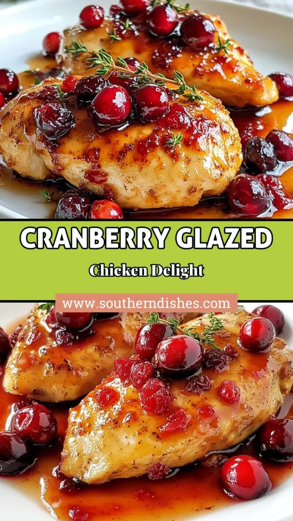 Discover a delightful twist on dinner with this savory cranberry glazed chicken! This easy chicken dinner recipe features tender oven-baked chicken with cranberries in a rich honey glaze. Perfect for family meals or entertaining, this cranberry chicken recipe is sure to impress. Try making it tonight and enjoy the sweet and tangy flavors. Save this recipe for your next culinary adventure! #CranberryChicken #EasyDinner #HoneyGlazedChicken #OvenBakedChicken