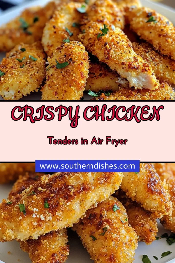 Discover the delicious crunch of air fryer chicken tenders with this crispy chicken tenders recipe! Perfect for busy weeknights, these easy air fryer recipes feature juicy buttermilk chicken strips coated in flavorful panko bread crumbs. Make mealtime fun and quick with these golden, crispy chicken tenders. Try it now and enjoy the tastiest chicken strips ever! Save this recipe for your next meal! #AirFryerChickenTenders #CrispyChicken #EasyRecipes #PankoTenders