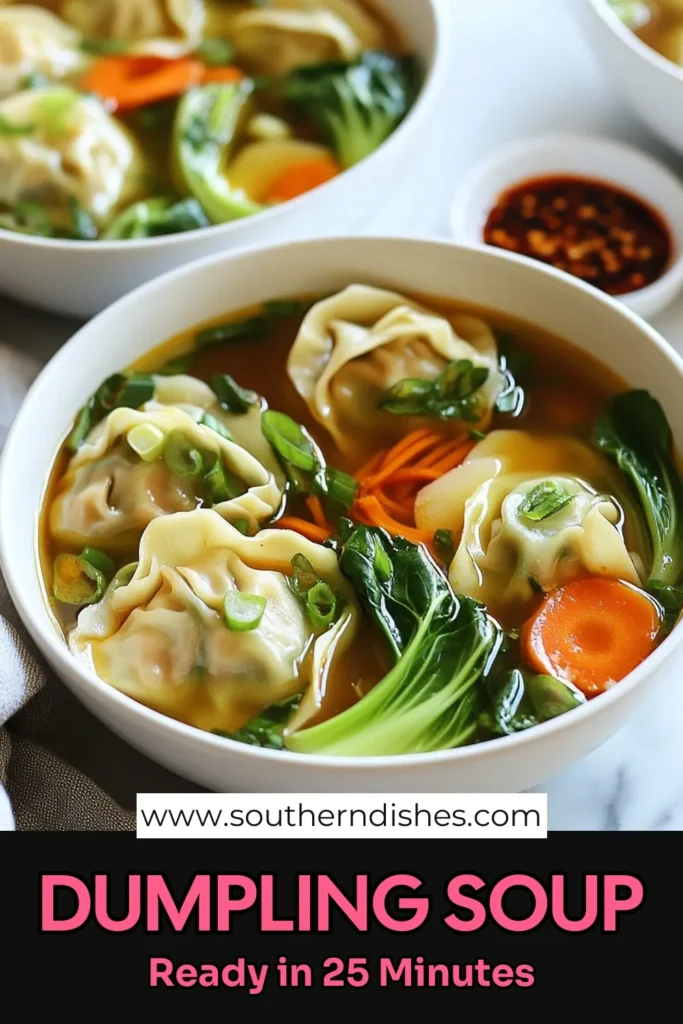 Warm up with this delicious Asian Dumpling Potsticker Soup! This easy dumpling soup recipe features homemade potstickers for an irresistible flavor. Packed with fresh vegetables, it's perfect for a comforting vegetarian dumpling soup. Ready in just 25 minutes, this dish is ideal for a quick weeknight dinner. Don't miss out—pin this potsticker soup recipe and enjoy a steaming bowl tonight! #DumplingSoup #PotstickerSoup #EasyRecipes #VegetarianSoup