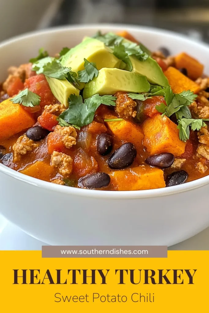 Savor the deliciousness of Turkey Sweet Potato Chili, a healthy chili recipe that’s perfect for any occasion! Packed with ground turkey, nutritious sweet potatoes, and black beans, this chili is not only hearty but also a delight for your taste buds. Quick to make and rich in flavor, it’s an ideal option for dinner. Try this easy recipe today and elevate your chili game! Save it now and enjoy! #TurkeySweetPotatoChili #HealthyChiliRecipes #GroundTurkeyChili #SweetPotatoRecipes