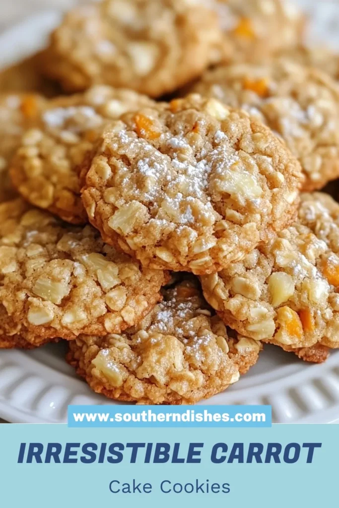 Looking for a deliciously healthy treat? Try these carrot cake oatmeal cookies! This easy carrot cookie recipe combines rolled oats and whole wheat flour for a chewy texture, packed with grated carrots and crushed pineapple. Perfect for snacking, these healthy oatmeal cookies are a wholesome dessert. Bake a batch today and enjoy the sweet and spiced flavor! Don’t forget to save this recipe! #CarrotCakeOatmealCookies #HealthyCookies #OatmealCookies #WholeWheatRecipes