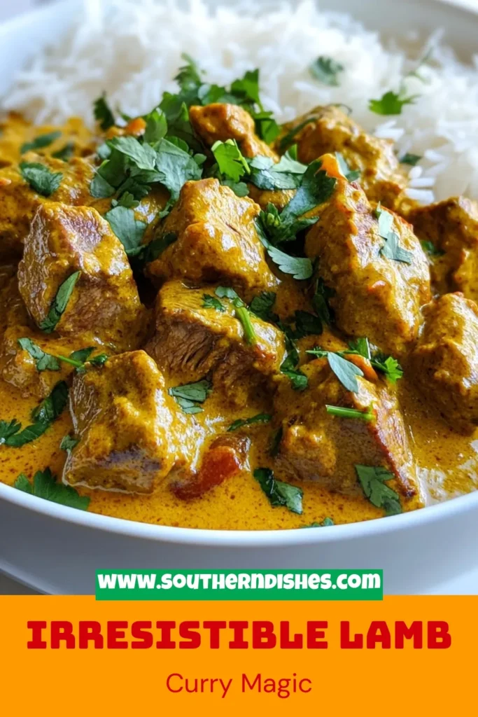 Discover the rich flavors of our Authentic Lamb Curry recipe that brings together tender lamb and aromatic spices for an unforgettable meal. This easy lamb curry combines succulent meat, coconut milk, and a blend of spices to create a delightful Indian lamb curry that will impress your family and friends. Perfect for any occasion, save this spiced lamb curry recipe for a cozy dinner tonight! #LambCurryRecipe #CoconutMilkLambCurry #EasyLambCurry #IndianFood
