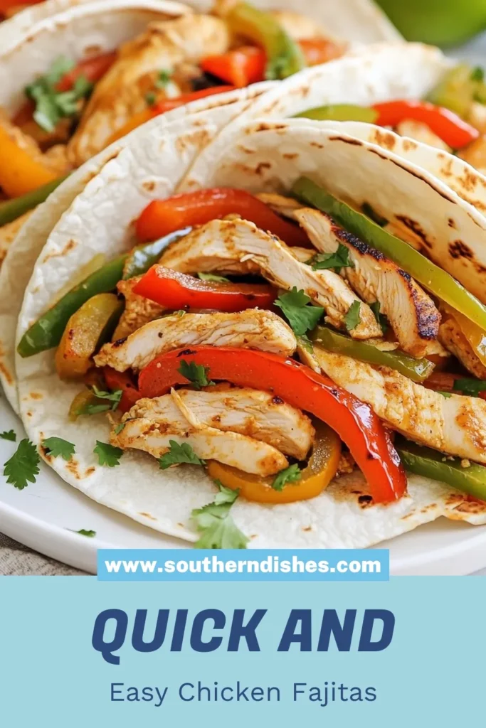 Looking for a quick and delicious meal? Try these Minute Chicken Fajitas! This quick chicken fajitas recipe takes just 15 minutes, making it the perfect easy weeknight dinner. Enjoy tender chicken fajitas with tortillas filled with flavorful veggies. This healthy chicken fajitas recipe is sure to impress! Ready to spice up your dinner routine? Save this recipe now! #ChickenFajitas #QuickDinner #HealthyRecipes #EasyFajitas