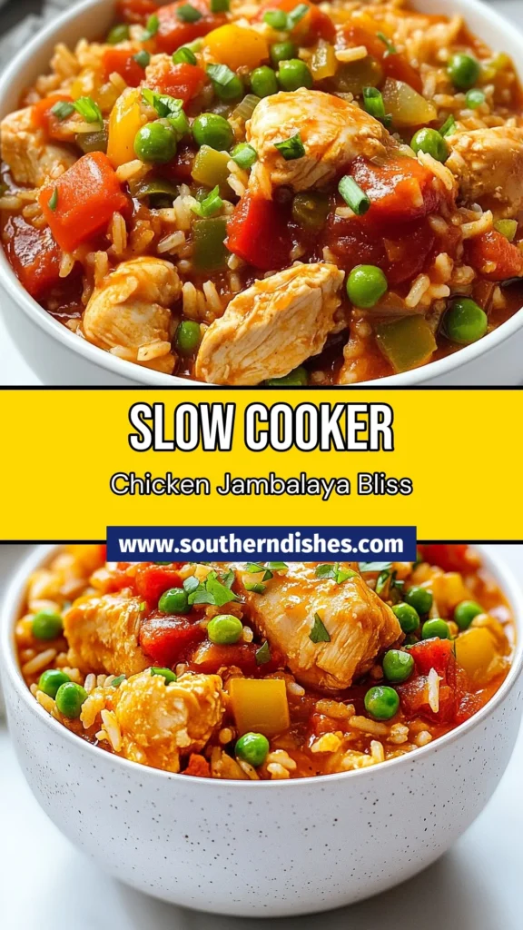 Discover the ultimate slow cooker jambalaya with this easy chicken jambalaya recipe! Packed with tender chicken, savory Cajun spices, and hearty ingredients, this Cajun chicken stew is perfect for busy days. In just 15 minutes of prep, you can set and forget this delicious dish for a cozy family meal. Try this delightful slow cooker recipe tonight and enjoy the incredible flavors! Save for your next dinner idea! #SlowCookerMeals #ChickenJambalaya #HeartyChickenRecipes #CajunCooking