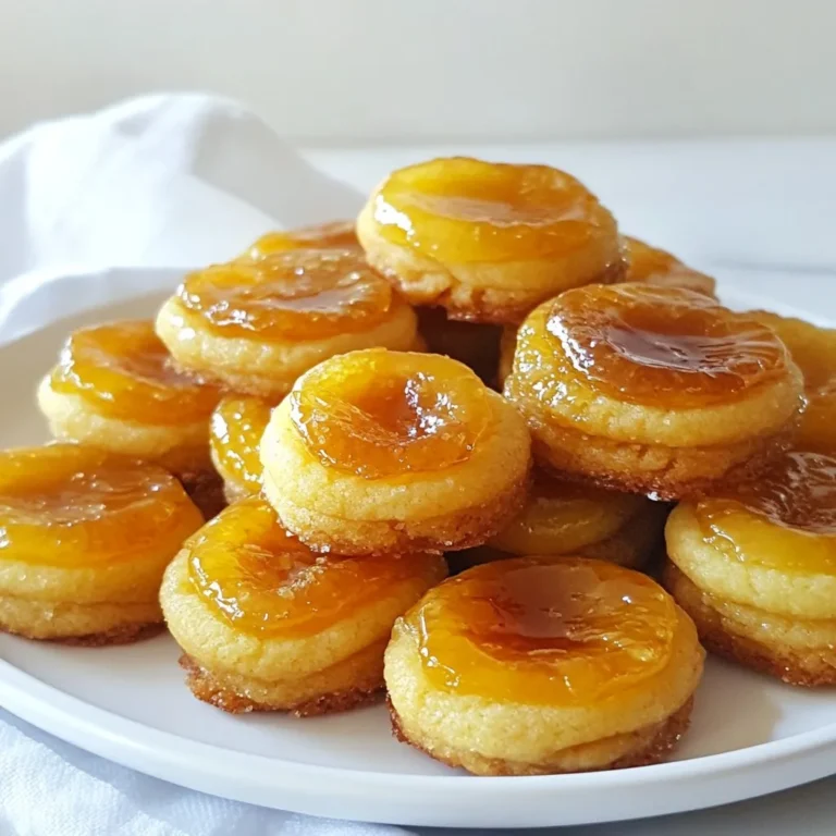 - 1 cup unsalted butter - 1 cup granulated sugar - 1/4 cup brown sugar - 2 large eggs - 1 teaspoon vanilla extract - 2 3/4 cups all-purpose flour - 1 teaspoon baking soda - 1/2 teaspoon salt - 1/4 teaspoon nutmeg - 1/2 cup heavy cream - 1/4 cup granulated sugar (for topping) To make creme brulee cookies, gather your ingredients first. The butter must be soft for easy mixing. Granulated sugar adds sweetness, while brown sugar gives a nice depth. The eggs help bind everything smoothly together. Vanilla extract adds a rich flavor that makes cookies taste amazing. All-purpose flour is the base of the dough. Baking soda makes the cookies rise and become fluffy. Salt balances the sweetness, and nutmeg adds warmth. Heavy cream is the secret to a rich, creamy texture. This is what makes these cookies feel like dessert. Finally, the extra granulated sugar on top caramelizes beautifully, creating that classic creme brulee crust. This mix of flavors makes each bite a creamy delight. You will love how these simple ingredients come together to create something special. {{ingredient_image_1}} - Preheat your oven to 350°F and line a baking sheet with parchment paper. - In a large bowl, cream together 1 cup of unsalted butter, 1 cup of granulated sugar, and 1/4 cup of brown sugar. Mix until light and fluffy. - Add 2 large eggs, one at a time, mixing well after each egg. Stir in 1 teaspoon of vanilla extract. - In a separate bowl, whisk together 2 3/4 cups of all-purpose flour, 1 teaspoon of baking soda, 1/2 teaspoon of salt, and 1/4 teaspoon of nutmeg. - Gradually add the dry mix to the wet mixture. Stir until just combined. - Carefully fold in 1/2 cup of heavy cream to add richness to the dough. - Scoop tablespoon-sized balls of dough onto the prepared baking sheet. Space them about 2 inches apart. - Bake the cookies in the preheated oven for 12 to 15 minutes. Look for lightly golden edges. - Remove the cookies and sprinkle 1/4 cup of granulated sugar over each one. - Use a kitchen torch to caramelize the sugar until it bubbles and turns amber. If you don’t have a torch, broil them for 1-2 minutes, watching closely. - Let the cookies cool on the baking sheet for 5 minutes before moving them to a wire rack to cool completely. To get the perfect cookie, focus on texture. You want them soft and chewy. Start with room temperature butter. This helps it blend well with the sugars. Measure your ingredients accurately. Too much flour makes cookies dry. Use a kitchen scale for best results. Using a kitchen torch? Hold it about 2 inches from the cookies. Move it slowly to melt the sugar evenly. Watch for bubbles and a golden color. If you don’t have a torch, broil them in the oven. Turn on the broiler and watch closely. It can burn quickly. For a beautiful presentation, serve cookies on a decorative platter. Add fresh berries or edible flowers for color. Pair these cookies with coffee or tea for a nice touch. They also go well with vanilla ice cream. Enjoy these treats with friends or family. Pro Tips Chill the Dough: For a thicker cookie that holds its shape, chill the cookie dough for about 30 minutes before baking. Perfect Caramelization: To achieve the best caramelization, sprinkle just enough sugar on top of each cookie and use a kitchen torch for even results. Flavor Variations: Experiment with different extracts like almond or hazelnut to add unique flavors to your cookies. Storage Tips: Store the cookies in an airtight container at room temperature for up to a week to maintain their freshness. {{image_2}} You can change the flavor of your creme brulee cookies easily. Adding chocolate chips gives a sweet twist. Nuts, like pecans or walnuts, add a nice crunch. Infusing flavors makes these cookies even better. Try almond extract for a nutty taste. Citrus zest, like lemon or orange, brightens the flavor. These small changes can make a big difference! If you need gluten-free cookies, swap all-purpose flour for a gluten-free blend. This keeps the texture soft and tasty. For a vegan version, replace the eggs with flaxseed meal mixed with water. Use coconut oil instead of butter. These swaps still keep the cookies creamy and delightful. You can get creative with how you serve these cookies. Make mini cookies for small bites or cookie bars for a fun twist. An ice cream sandwich version is a great summer treat. Just add your favorite ice cream between two cookies. This makes a fun dessert that everyone will love! To keep your creme brulee cookies fresh, follow these easy tips: - Cool Completely: Let your cookies cool on a wire rack. - Use Airtight Containers: Store them in a container with a tight lid. - Layering: Place parchment paper between layers to avoid sticking. - Keep Them in a Cool Place: Store cookies away from heat and sunlight. These methods help maintain the soft and creamy texture of the cookies. If stored correctly, your cookies can last for up to a week. You can freeze the cookie dough for later use. Here’s how: - Prepare the Dough: Follow the recipe up to the point of baking. - Scoop and Freeze: Scoop tablespoon-sized balls of dough onto a baking sheet. - Flash Freeze: Place the baking sheet in the freezer for about an hour. - Transfer to Bags: Once frozen, move the dough balls into a zip-top bag. To bake the frozen cookies, follow these steps: - Thaw Overnight: Place the dough in the fridge overnight. - Bake as Usual: Preheat your oven and bake as directed. Freezing your cookie dough lets you enjoy these treats anytime! Can I make these cookies without heavy cream? Yes, you can use milk or a non-dairy option. This may change the texture but will still taste good. How long do these cookies last? These cookies stay fresh for about one week. Store them in an airtight container to keep them soft. What can I do if I don't have a kitchen torch? If you lack a torch, use your oven's broiler. Place the cookies under the broiler for 1-2 minutes. Watch them closely to prevent burning. Why are my cookies spreading too much? Cookies spread too much if the butter is too warm. Make sure to chill the dough for 30 minutes before baking. How do I know when the cookies are done baking? The cookies are done when the edges are lightly golden. The centers may look soft, but they will firm up as they cool. Can I use salted butter instead of unsalted? Yes, but reduce the added salt in the recipe by half. This keeps your cookies balanced in flavor. What is a good substitute for brown sugar? You can use granulated sugar mixed with a bit of molasses. This adds moisture and a similar flavor to the cookies. You now know the key ingredients and steps to bake delicious cookies. I shared tips on achieving the perfect texture and how to get that nice caramelized top. You also learned fun variations to try, like adding chocolate or making mini cookies. Remember, accurate measuring makes a big difference. With proper storage, your cookies will stay fresh longer. Enjoy baking and experimenting; the joy of homemade treats awaits!