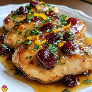 - 4 boneless, skinless chicken breasts - 1 cup fresh cranberries - 1/2 cup orange juice - Zest of 1 orange - 2 tablespoons honey - 1 tablespoon olive oil - 3 cloves garlic, minced - 1 teaspoon fresh ginger, grated - 1 teaspoon dried thyme - Salt and pepper to taste When making cranberry orange chicken, use fresh ingredients for the best flavor. Chicken breasts are the main protein in this dish. I love using boneless, skinless chicken breasts because they cook evenly and stay juicy. Fresh cranberries add a tart taste. The orange juice and zest give a bright, sweet flavor. Honey balances the tartness and adds a touch of sweetness. Olive oil helps in cooking the chicken and adds richness. Aromatics like garlic and ginger give depth to the sauce. Thyme brings an earthy note, while salt and pepper enhance all the flavors. This mix creates a tasty dish that feels both gourmet and comforting. - Fresh parsley Fresh parsley is a great garnish for this dish. It adds a pop of color and freshness. While optional, it makes your plate look beautiful and inviting. {{ingredient_image_1}} 1. Preheating Oven and Sauce Preparation Preheat your oven to 375°F (190°C). This step is key for even cooking. In a medium saucepan, combine fresh cranberries, orange juice, orange zest, honey, garlic, ginger, thyme, salt, and pepper. Stir the mix over medium heat. Cook for 5-7 minutes until the cranberries pop and the sauce thickens. Once ready, remove it from the heat and set it aside. 2. Searing Chicken Breasts While the sauce cooks, heat olive oil in a large oven-safe skillet. Season your chicken breasts with salt and pepper. This adds flavor. When the pan is hot, add the chicken. Sear for about 4-5 minutes on each side until golden brown. This step gives your chicken a nice crust. 3. Pouring Sauce Over Chicken Carefully pour the cranberry-orange sauce over the seared chicken in the skillet. Make sure each piece is well coated. This adds flavor and moisture to the dish. 4. Baking Time and Temperature Transfer the skillet to your preheated oven. Bake for 25-30 minutes. You want the chicken to reach an internal temperature of 165°F (75°C). This ensures the chicken is fully cooked and safe to eat. 5. Resting Chicken Before Serving Once baked, remove the skillet from the oven. Let the chicken rest for 5 minutes. This helps keep it juicy. 6. Drizzling Remaining Sauce Serve the chicken drizzled with the remaining sauce. If you like, garnish with fresh parsley for a pop of color. Enjoy your meal! Best Practices for Searing Chicken To get the best sear, dry the chicken first. Pat it with paper towels. This helps the chicken brown better. Heat your skillet until it's hot. Use olive oil for a nice flavor. Place the chicken in the pan. Don't move it for 4-5 minutes. This forms a crust. Flip it carefully and sear the other side. A good sear keeps the juices in. Achieving the Right Sauce Consistency To make your sauce thick and tasty, watch the cooking time. Cook the cranberries and orange juice until they pop. This releases natural pectin. Stir often to keep it from burning. If the sauce is too thick, add a bit of water. If it’s too thin, let it cook longer. You want a nice glaze for your chicken. How to Adjust Sweetness and Acidity If your sauce needs more sweetness, add more honey. This balances the tartness of the cranberries. For acidity, add a splash of orange juice. Taste as you go. This helps you find the right balance for your dish. Recommended Pairings with Side Dishes Cranberry orange chicken pairs well with rice or quinoa. Both soak up the sauce nicely. Roasted vegetables add color and nutrients. A fresh salad brightens the meal. Choose sides that complement the sweet and tangy flavors. Pro Tips Use Fresh Ingredients: Fresh cranberries and oranges will give your dish a vibrant flavor. Avoid canned or frozen cranberries for the best results. Let It Rest: Allow the chicken to rest for a few minutes after baking. This helps the juices redistribute, making the chicken more tender and juicy. Adjust Sweetness: Depending on your taste preference, you can adjust the amount of honey. If you prefer a tangier sauce, reduce the honey slightly. Serve with Sides: Pair this chicken with a side of rice or roasted vegetables to create a complete meal that balances the flavors beautifully. {{image_2}} Using Different Types of Citrus You can switch the orange for other fruits. Lemon or lime works well. They add a nice tang. Grapefruit offers a unique twist too. Each option gives a fresh taste to the dish. Alternative Sweeteners Honey is great, but you can use maple syrup or agave. These sweeteners add different flavors. For a lower-calorie option, try stevia or monk fruit. Adjust the amount based on your taste. Slow Cooker Version To make this dish in a slow cooker, follow a few simple steps. First, sear the chicken lightly. Then, place it in the slow cooker. Pour the sauce over the chicken and cook on low for 6-7 hours. This method keeps the chicken tender and juicy. Grilling Option Grilling is another fun way to prepare this dish. Marinate the chicken in the sauce for a few hours. Then grill it over medium heat for about 6-8 minutes per side. Baste with extra sauce while grilling for added flavor. After you enjoy your cranberry orange chicken, store leftovers in an airtight container. Make sure the chicken cools down first. Place it in the fridge within two hours of cooking. This keeps it safe to eat later. Leftovers can last for up to three days in the refrigerator. When you are ready to eat it again, reheat the chicken in the oven for the best taste. If you want to save some for later, freezing is a great option. First, let the chicken cool completely. Then, wrap each piece tightly in plastic wrap. Place the wrapped chicken in a freezer bag or container. Be sure to remove as much air as possible to prevent freezer burn. You can freeze cranberry orange chicken for up to three months. When you are ready to eat it, thaw it in the fridge overnight. Then, reheat it gently in the oven or on the stove. This keeps the chicken juicy and flavorful. Can I use frozen cranberries? Yes, you can use frozen cranberries! Thaw them first for best results. They will cook down well and still give you that tangy flavor. Just remember they may release more water, so adjust cooking time slightly. What to serve with Cranberry Orange Chicken? This dish pairs well with rice, quinoa, or roasted vegetables. You could also enjoy it with a fresh salad. The bright flavors of the chicken work great with mild sides. Can I make this dish spicy? Absolutely! Add some red pepper flakes or chopped jalapeños to the sauce. This will give it a nice kick without overpowering the dish. Adjust the spice level to your taste. How can I prepare this ahead of time? You can make the cranberry-orange sauce a day before. Store it in the fridge. Just reheat it before pouring over the chicken. You can also marinate the chicken for a few hours for extra flavor. What are the health benefits of cranberry? Cranberries are rich in antioxidants. They support heart health and help prevent infections. They also provide vitamin C and fiber, making them a healthy choice. How many calories per serving? Each serving of Cranberry Orange Chicken has about 250 calories. This makes it a healthy option for a filling meal. Enjoy without guilt! This blog post detailed a simple yet tasty recipe for Cranberry Orange Chicken. We covered the main ingredients and how to prepare and cook the dish. I shared tips for perfecting flavors and suggested variations to suit your taste. Storing leftovers was also discussed for easy meals later. Overall, this dish brings joy and nutrition to your table. With these steps, you can impress your family and friends with ease. Enjoy making this flavorful meal!