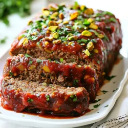 - Ground Beef and Ground Pork I use one pound each of ground beef and ground pork. This mix gives a rich taste and great texture. The beef adds depth, while the pork keeps it moist. - Pecorino Romano Cheese A half-cup of grated Pecorino Romano cheese gives a salty kick. This cheese brings a sharp flavor that enhances the meatloaf. - Key Flavor Additions: Garlic, Onion, Parsley Two minced garlic cloves, one small finely chopped onion, and a quarter cup of fresh parsley are key. Garlic adds warmth, onion gives sweetness, and parsley offers freshness. - Unique Ingredients: Pistachios and Raisins A half-cup of roasted, chopped pistachios adds crunch. The same amount of raisins adds a sweet contrast. These ingredients make this meatloaf unique and flavorful. This combination of ingredients creates a dish that is both traditional and exciting. Each bite offers layers of flavor, making it a standout meal. {{ingredient_image_1}} First, preheat your oven to 350°F (175°C). This ensures even cooking for your meatloaf. While the oven warms up, chop and measure your ingredients. You'll need to finely chop a small onion and mince two garlic cloves. This step releases their flavors well. Don’t forget to chop your fresh parsley and pistachios too. Measure out your breadcrumbs and Pecorino Romano cheese. Gather everything in one place to make mixing easier. In a large bowl, combine one pound of ground beef and one pound of ground pork. This blend offers great flavor and texture. Next, add in your breadcrumbs, grated Pecorino Romano cheese, chopped pistachios, raisins, minced garlic, chopped onion, and parsley. Crack in two large eggs for binding. Sprinkle oregano, cinnamon, salt, and pepper. Mix everything using your hands. Be careful not to overmix; this keeps the meatloaf tender. Now that your mixture is ready, transfer it to a baking dish. Shape it into a loaf form. This step helps it cook evenly. Next, spread half a cup of marinara sauce over the top. This adds moisture and flavor. Place it in the preheated oven and bake for about 60 minutes. Check the internal temperature; it should reach 160°F (70°C) for safety. Once done, let the meatloaf rest for ten minutes. This helps the juices settle before you slice it. Enjoy your flavorful Sicilian meatloaf! Using fresh ingredients is key for great taste. Fresh herbs like parsley and oregano add more flavor. Choose ripe tomatoes if making your own marinara sauce. Fresh garlic and onion also bring out the best in your dish. Adjusting the spices can change your meatloaf's flavor. Oregano gives it an earthy taste. Cinnamon adds warmth and depth. Start with the amounts in the recipe, then tweak them to suit your taste. A touch more cinnamon can surprise your palate in a good way. Serving suggestions can make your meatloaf shine. Slice it thick and place it on a rustic wooden board. This adds a homey feel. Offer a small bowl of warm marinara sauce for dipping. This extra sauce makes each bite even better. For garnish, sprinkle fresh parsley on top. It adds color and freshness. You can also add thin slices of lemon. They bring brightness and a hint of zest. This simple touch elevates the dish, making it more inviting. Pro Tips Use Fresh Ingredients: Always opt for fresh herbs and quality meats to enhance the flavor of your meatloaf. Don’t Overmix: Mix the meat mixture until just combined to keep your meatloaf tender and avoid a dense texture. Rest Before Slicing: Allow the meatloaf to rest for at least 10 minutes after baking to retain its juices and make slicing easier. Experiment with Flavors: Feel free to customize the recipe by adding different nuts or dried fruits to suit your taste preferences. {{image_2}} Gluten-Free Options: Breadcrumb Alternatives If you want a gluten-free meatloaf, you have good choices. Use gluten-free breadcrumbs or crushed gluten-free crackers. They work just as well in holding the meat together. You can also use oats or ground nuts for a unique texture. Both options add flavor and keep it moist. Vegan Version Ideas To make a vegan meatloaf, swap the meat with lentils or a mix of beans. Use mashed chickpeas or tofu for extra protein. Replace eggs with flaxseed meal or chia seeds mixed with water. This gives it the right binding. For cheese, use a dairy-free alternative to keep it creamy. Adding Spices or Ingredients for a Personal Touch You can easily change the flavor of your meatloaf. Try adding spices like cumin or smoked paprika for a kick. Fresh herbs like basil or thyme can add depth. You can also use different kinds of cheese like mozzarella for a milder taste or feta for a tangy twist. Using Different Nuts or Dried Fruits Switching nuts or fruits can also change the taste. Instead of pistachios, try walnuts or almonds. Each will add a new crunch. For dried fruits, swap raisins for dried figs or apricots. These changes will give your meatloaf a unique and delightful flavor. After making Sicilian meatloaf, let it cool down. Store leftovers in an airtight container. This keeps the meatloaf moist and fresh. You can keep it in the fridge for up to four days. For long-term storage, consider freezing. Wrap the meatloaf tightly in plastic wrap. Then, place it in a freezer-safe bag. This way, you can enjoy it later. Frozen meatloaf lasts for about three months. To reheat, the oven is best. Preheat it to 350°F (175°C). Place the meatloaf in a baking dish. Cover it with foil to keep it moist. Heat for about 20-30 minutes. You want it warm all the way through. If you're in a hurry, use the microwave. Heat slices for one to two minutes. For serving, I recommend adding extra marinara sauce. A sprinkle of fresh parsley on top also enhances flavor. This simple touch makes your meal look more inviting. Enjoy your delicious Sicilian meatloaf! What Makes Sicilian Meatloaf Different from Traditional Meatloaf? Sicilian meatloaf stands out with its unique mix of flavors. It uses both ground beef and pork, which adds richness. The addition of pecorino Romano cheese, pistachios, and raisins gives it a sweet and savory taste. The spices, like cinnamon and oregano, also create a warm, aromatic profile that you won't find in classic meatloaf. Can I Use Other Types of Meat? Yes, you can mix things up! Ground turkey or chicken works well too. You might want to adjust the spices a bit to match the lighter flavors of poultry. Always aim for a good mix of lean and fatty meat to keep the meatloaf moist. How Can I Tell When the Meatloaf is Fully Cooked? The best way to check is with a meat thermometer. Insert it into the center of the meatloaf. It should read 160°F (70°C) for safe eating. If you don't have a thermometer, you can cut into the meatloaf. The juices should run clear, not pink. What Sides Pair Well with Sicilian Meatloaf? Sicilian meatloaf shines with simple sides. Try serving it with a fresh salad or roasted vegetables. Garlic bread or mashed potatoes also make great companions. You can even add a bowl of marinara sauce for dipping. This blog post shared how to make Sicilian meatloaf with unique flavors. We explored key ingredients like ground beef, pork, and Pecorino Romano cheese. I offered steps for prepping, mixing, and baking, with tips for authentic taste. You learned about dietary substitutions and variations for personal styles. Lastly, I discussed storage and reheating methods. Now you have the tools to create a delicious dish. Dive in and enjoy your cooking journey!