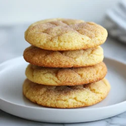 - 1 cup unsalted butter, softened - 1 ½ cups granulated sugar - 2 large eggs - 2 ¾ cups all-purpose flour - 1 teaspoon cream of tartar - 1 teaspoon baking soda - ½ teaspoon salt - ¼ teaspoon freshly grated nutmeg - 1 tablespoon ground cinnamon - 2 tablespoons granulated sugar (for coating) - Mixing bowls - Hand mixer or stand mixer - Baking sheet - Parchment paper - Wire rack Gather your ingredients first. This makes cooking easy and fun. You need butter, sugar, eggs, flour, cream of tartar, baking soda, salt, nutmeg, cinnamon, and extra sugar for coating. These simple items create a cookie that is soft, chewy, and full of flavor. For tools, grab a mixing bowl and a hand mixer or stand mixer. These help to blend well. A baking sheet lined with parchment paper keeps cookies from sticking. Finally, a wire rack helps the cookies cool off after baking. Using fresh ingredients makes a big difference in taste. High-quality butter and fresh eggs will improve the texture and flavor. Each step counts, so take your time and enjoy the process. {{ingredient_image_1}} - Preheat your oven to 350°F (175°C). - Line a baking sheet with parchment paper. - In a large bowl, cream 1 cup of softened butter and 1 ½ cups of granulated sugar. Mix until it is light and fluffy. This should take about 3-4 minutes. - Add 2 large eggs one at a time. Make sure to beat well after each egg. - In a separate bowl, whisk together 2 ¾ cups of flour, 1 teaspoon of cream of tartar, 1 teaspoon of baking soda, ½ teaspoon of salt, and ¼ teaspoon of nutmeg. - Gradually add this dry mix to the wet mix. Stir until just combined. - In a small bowl, mix 1 tablespoon of cinnamon and 2 tablespoons of sugar for coating. - Scoop out tablespoon-sized balls of dough and roll them into smooth balls. - Roll each ball in the cinnamon-sugar mix until they are evenly coated. - Place the dough balls on the prepared baking sheet, leaving about 2 inches of space between them. - Bake in the preheated oven for 10-12 minutes. The edges should be golden, and the centers may look slightly underbaked. They will firm up as they cool. - Let the cookies sit on the baking sheet for about 5 minutes before moving them to a wire rack to cool completely. To get that lovely soft texture, creaming butter and sugar is key. Mix them for about 3 to 4 minutes. You want it light and fluffy. If your mixture is too thick, add a bit of milk. The right dough consistency should be slightly sticky but not too wet. If it’s too dry, add a touch of water or milk. One big mistake is overmixing the dough. This can make your cookies tough. Mix just until combined. Pay attention to baking time and temperature. Bake at 350°F for 10 to 12 minutes. If the edges are golden and the centers look soft, it's time to take them out. They will firm up as they cool. For a great presentation, stack a few cookies on a nice plate. Dust them with some cinnamon sugar for extra flair. They pair perfectly with a glass of cold milk or a warm cup of tea. Enjoying them fresh out of the oven is always a treat! Pro Tips Use Room Temperature Butter: Ensure your butter is softened to room temperature for the best creaming results, creating a fluffy texture that helps the cookies rise perfectly. Don't Overmix the Dough: Mix the dough just until combined to avoid tough cookies. Overmixing can develop gluten and result in a denser texture. Chill the Dough: If time allows, chill the dough for 30 minutes before baking. This helps the cookies hold their shape and enhances their flavor. Check for Doneness: Look for slightly underbaked centers in the cookies. They will continue to set while cooling, ensuring a chewy texture. {{image_2}} To make gluten-free snickerdoodle cookies, substitute the all-purpose flour. Use a gluten-free flour blend instead. Look for one that includes xanthan gum. This helps mimic the texture of regular flour. You can find these blends at most grocery stores. Be sure to check the labels for any allergens. For a vegan version, replace the butter with coconut oil or a vegan butter. Use flaxseed meal mixed with water as an egg substitute. Just mix 1 tablespoon of flaxseed meal with 2.5 tablespoons of water. Let it sit for a few minutes until it thickens. You can also use applesauce as a substitute for eggs. This keeps the cookies moist and adds a hint of sweetness. To add more fun to your cookies, try mixing in chocolate chips or nuts. Walnuts or pecans work well. They add crunch and flavor. You can also experiment with spices. Try adding a pinch of cardamom or ginger for a twist. A splash of vanilla or almond extract can enhance the sweet taste. Get creative and find the mix you love! I love to keep my Snickerdoodle cookies fresh and tasty. For storage, use an airtight container. Glass or plastic containers work well. You can also use plastic wrap if needed. Place parchment paper between layers to prevent sticking. To keep them from going stale, store cookies at room temperature. Avoid moisture, as it can make them soft. Freezing cookies is a great way to save some for later. To freeze baked cookies, let them cool completely first. Then, place them in a single layer in a freezer bag. Remove as much air as possible before sealing. When you want to enjoy them, thaw the cookies at room temperature. For freezing dough, scoop cookie balls onto a baking sheet. Freeze until firm, then transfer to a bag. You can bake straight from frozen; just add a few extra minutes to the baking time. Snickerdoodle cookies usually stay fresh for about a week when stored properly. If you freeze them, they can last for up to three months. Just remember, the sooner you eat them, the better they taste! Snickerdoodle cookies are soft and chewy treats. They have a warm, sweet flavor with a hint of spice. The main flavors come from cinnamon and sugar. Their texture is slightly crisp on the outside and soft inside. This makes them a favorite for many cookie lovers. You can tell when your Snickerdoodle cookies are ready by looking at them. The edges should be golden brown. The centers will look a bit soft or underbaked. You can also gently press the center with your finger. If it springs back, it’s done. If it leaves a mark, give them a minute more. Yes, you can make Snickerdoodle cookies ahead of time. You can prepare the dough and chill it in the fridge for up to two days. This helps the flavors blend well. You can also freeze the unbaked dough balls. Just roll them in cinnamon-sugar and freeze. When you want cookies, bake them directly from the freezer. Baking Snickerdoodle cookies is fun and rewarding. You just need the right ingredients and tools. Follow the steps to make the perfect batch. Remember to avoid common mistakes and try exciting variations. Store them well to keep that soft, chewy texture. Enjoy sharing these cookies or keeping them all to yourself. With this guide, you’ll bake irresistibly delicious Snickerdoodles every time. Happy baking!