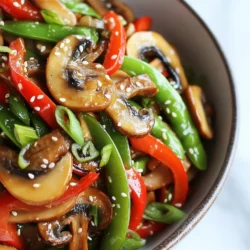 Here is what you need for a tasty mushroom stir-fry: - 2 cups assorted mushrooms (shiitake, cremini, and oyster), sliced - 1 red bell pepper, thinly sliced - 1 cup sugar snap peas, trimmed - 2 green onions, sliced - 3 cloves garlic, minced - 1 inch ginger, grated - 2 tablespoons soy sauce - 1 tablespoon sesame oil - 1 tablespoon vegetable oil - 1 teaspoon chili flakes (optional, for a kick) - Salt and pepper to taste - 1 tablespoon sesame seeds (for garnish) These ingredients create a rich, savory flavor. You might want to add a few extra items for more taste. Consider: - Tofu or chicken for added protein - Carrots or broccoli for more crunch - Fresh herbs like cilantro or basil for freshness - Lemon juice for a zesty finish These choices can change the dish’s profile and make it your own. Understanding the nutrition can help you enjoy this dish better. Each serving (1/4 of the recipe) has: - Calories: About 150 - Protein: 5 grams - Fat: 9 grams - Carbohydrates: 12 grams - Fiber: 3 grams - Sugar: 2 grams This stir-fry is not only quick but also healthy and full of flavor. Enjoy your meal with these great ingredients! {{ingredient_image_1}} First, gather all the ingredients. You need: - 2 cups assorted mushrooms (shiitake, cremini, and oyster), sliced - 1 red bell pepper, thinly sliced - 1 cup sugar snap peas, trimmed - 2 green onions, sliced - 3 cloves garlic, minced - 1 inch ginger, grated - 2 tablespoons soy sauce - 1 tablespoon sesame oil - 1 tablespoon vegetable oil - 1 teaspoon chili flakes (optional) - 1 tablespoon sesame seeds (for garnish) - Salt and pepper to taste Wash and slice the mushrooms and bell pepper. Trim the sugar snap peas. Mince the garlic and grate the ginger. This will save time later. Heat the vegetable oil in a large pan or wok over medium-high heat. Once hot, add the garlic and ginger. Stir them for about 30 seconds until they smell great. Next, add the sliced mushrooms. Cook them for about 4-5 minutes. They will soften and release moisture. Then, toss in the bell pepper and sugar snap peas. Stir-fry these for 2-3 minutes. You want them tender but still crisp. Pour in the soy sauce and sesame oil. Mix everything well. If you enjoy spice, sprinkle in the chili flakes. Season with salt and pepper to taste. Stir until all the flavors blend nicely. Finally, add the green onions. Stir for one more minute. Remove the pan from the heat. Serve the stir-fry hot. Garnish with sesame seeds on top. This dish pairs well with steamed rice or noodles. You can also enjoy it on its own for a light meal. I love using a mix of mushrooms for flavor. Shiitake mushrooms add a rich taste. Cremini mushrooms are meaty and smooth. Oyster mushrooms have a delicate texture. Mixing these types gives depth to your stir-fry. To make a great stir-fry, keep your heat high. This cooks the food fast and keeps it crisp. Cut your veggies and mushrooms thin. This helps them cook evenly. Always add the garlic and ginger first. This step builds a strong flavor base. Use sesame oil for a nutty touch at the end. Don’t overcrowd the pan; cook in batches if needed. Avoid cooking on low heat; it makes your veggies soggy. Don’t skip the ginger and garlic; they add a lot of taste. Forgetting to slice your vegetables thinly will lead to uneven cooking. Use fresh ingredients for the best flavors. Also, be careful with salt; soy sauce is already salty. Pro Tips Choose Fresh Mushrooms: Opt for fresh, firm mushrooms for the best texture and flavor. Avoid any that are slimy or have dark spots. Prep Ahead: Slice all your vegetables and mushrooms before starting to cook. This helps in maintaining the stir-fry's quick cooking process. High Heat is Key: Make sure to cook on medium-high heat to achieve that perfect stir-fried texture without steaming the vegetables. Customize with Proteins: Feel free to add proteins like tofu, chicken, or shrimp to make the dish more filling and nutritious. {{image_2}} This stir-fry is already a great choice for vegetarians and vegans. You can keep it simple with just the mushrooms and veggies. For more flavor, use a vegan soy sauce. You can also add tofu. Tofu has a nice texture and adds protein. Just cube it and stir-fry it with the mushrooms. This keeps the dish light and fresh while being filling. Want more protein? Try adding chickpeas or edamame. Both are easy to find and cook. Just toss them in during the last few minutes of cooking. You can also use tempeh, which is great for a hearty bite. If you enjoy seafood, shrimp adds a nice twist to the dish. Cook them until they turn pink, then mix them in. Feel free to use seasonal vegetables to change things up. In spring, try asparagus or snap peas. They add a nice crunch. In summer, zucchini or bell peppers brighten the dish. In autumn, use broccoli or carrots for warmth. You can even add kale or spinach for a pop of color and nutrients in winter. The key is to keep it colorful and fresh! To keep your mushroom stir-fry fresh, place it in an airtight container. Make sure it cools down before sealing. Store it in the fridge for up to three days. If you want to save it longer, consider freezing it. When you’re ready to enjoy the leftovers, you can reheat them easily. Use a pan on medium heat. Add a splash of water or oil to prevent sticking. Stir occasionally until it’s warm. You can also use a microwave. Heat in short bursts, stirring in between. Freezing is a great option for meal prep. Let the stir-fry cool completely first. Then, scoop portions into freezer-safe bags or containers. Remove as much air as possible to avoid freezer burn. It can last up to three months in the freezer. When you’re ready to eat, thaw it in the fridge overnight before reheating. Yes, you can use many sauces. Soy sauce is common, but try teriyaki or oyster sauce too. Each sauce adds a unique flavor. You can mix sauces for more depth. Just keep the balance in mind, so one flavor does not overpower the others. To make it gluten-free, swap regular soy sauce for gluten-free soy sauce or tamari. Check labels to avoid hidden gluten in sauces. Always read ingredient lists. You can also use coconut aminos as a tasty alternative. They add a sweet, savory touch without gluten. Mushroom stir-fry pairs well with rice or noodles. You can use white rice, brown rice, or even quinoa. For noodles, try soba or rice noodles. A fresh salad or steamed veggies also works nicely. These sides balance the stir-fry and add more nutrition. In this blog post, we explored how to create a perfect mushroom stir-fry. We covered main and optional ingredients, plus their nutrients. I detailed step-by-step prep and cooking methods. You learned tips for stunning results and ways to switch things up. Lastly, we discussed storage and reheating. Mushroom stir-fry can be quick and healthy. With the right techniques, you can enjoy a tasty dish. Try these ideas, and make it your own!