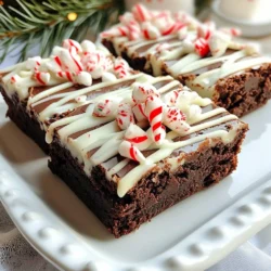 - 1 cup unsalted butter - 2 cups granulated sugar - 4 large eggs - 1 teaspoon vanilla extract - 1 cup all-purpose flour - 1 cup unsweetened cocoa powder - 1/2 teaspoon salt - 1 cup semi-sweet chocolate chips - 1/2 cup crushed peppermint candies or candy canes - 1/2 cup white chocolate chips Gathering the right ingredients is key to making these brownies. The butter gives them richness, while sugar adds sweetness. Four large eggs help bind everything together, creating a moist texture. Vanilla extract adds a lovely flavor that pairs well with chocolate. You&rsquo;ll need flour and cocoa powder to create the brownie base. The salt helps balance the sweetness of the sugar and chocolate. Semi-sweet chocolate chips give extra chocolate flavor. The crushed peppermint candies add a festive crunch and refreshing taste. Finally, the white chocolate chips create a beautiful drizzle on top. - Additional holiday-themed toppings Feel free to get creative! You can add festive toppings like sprinkles or even more crushed peppermint. These extras make the brownies look even more appealing during the holidays. {{ingredient_image_1}} - Preheat your oven to 350&deg;F (175&deg;C). - Grease and line a 9x13-inch baking pan with parchment paper. - In a medium saucepan, melt 1 cup of unsalted butter over low heat. - Once melted, stir in 2 cups of granulated sugar until well blended. - Let the mixture cool slightly. - Whisk in 4 large eggs, one at a time. - Add 1 teaspoon of vanilla extract and stir well. - In a separate bowl, sift together 1 cup of all-purpose flour, 1 cup of cocoa powder, and 1/2 teaspoon of salt. - Gradually add the dry mix into the wet mixture. Stir until just combined. - Fold in 1 cup of semi-sweet chocolate chips and half of the crushed peppermint candies. - Pour the batter into the prepared pan, spreading it evenly. - Bake in the preheated oven for about 25-30 minutes. - Check for doneness by inserting a toothpick into the center. It should come out with a few moist crumbs. - While the brownies bake, melt 1/2 cup of white chocolate chips in a microwave-safe bowl. - Drizzle the melted white chocolate over the baked brownies. - Sprinkle the remaining crushed peppermint candies on top. - Allow the brownies to cool in the pan for at least 30 minutes. - Lift them out using the parchment overhang and cut into squares. To bake the best brownies, measuring and mixing matter. Use a kitchen scale for accuracy. It helps ensure you get the right texture. Mix until the ingredients just combine. This keeps them fudgy, which is key. Don't overmix; it can make your brownies tough. Baking times can vary. Start with the suggested time of 25 to 30 minutes. Check with a toothpick. If it comes out with moist crumbs, they are ready. You may need to adjust the time based on your oven. Every oven can be a bit different. Presentation makes a big difference. Serve your brownies on a colorful platter. Add whole peppermint candies around them. It creates a festive look. Lightly dusting with powdered sugar also makes them pop. You can even personalize them for different occasions. For seasonal themes, try adding colored sprinkles or themed toppings. Red and green sprinkles work great for holidays. You can also use chocolate shavings for a rich touch. Get creative with your flavors and colors! One common mistake is overmixing the batter. This can lead to dry brownies. Always mix gently until just combined. Another issue is underbaking. Make sure you check the brownies with a toothpick. If it comes out clean or with a few crumbs, they are done. If it's too wet, give them a few more minutes. You want that perfect, gooey center! Pro Tips Cool Before Cutting: Allow the brownies to cool completely before cutting. This ensures cleaner edges and a better texture. Use High-Quality Chocolate: For the best flavor, use high-quality semi-sweet and white chocolate chips. It makes a noticeable difference in taste. Adjust Peppermint Intensity: If you prefer a milder peppermint flavor, reduce the amount of crushed candies. Start with 1/3 cup and adjust according to taste. Store Properly: Keep the brownies in an airtight container at room temperature for up to a week, or refrigerate for longer freshness. {{image_2}} You can switch up the chocolate in your brownies. Use dark chocolate for a rich taste. Milk chocolate gives a sweeter twist. You can also try flavored candy canes. Peppermint, wintergreen, or chocolate mint can change your treat. Top your brownies with crushed cookies for extra crunch. If you need gluten-free brownies, use almond or coconut flour. These flours keep the taste great. You can also make these brownies vegan. Replace eggs with applesauce or flaxseed meal. Use a dairy-free butter and choose dark chocolate without milk. Want to add a fun twist? Toss in chopped nuts or dried fruit. Walnuts or cranberries can give a nice texture. For a stronger mint flavor, swirl in peppermint extract. Just a teaspoon can really enhance the minty taste. These simple changes make your brownies even more special. To store your brownies, keep them in an airtight container. This keeps them fresh. You can store them at room temperature for up to four days. If you want them to last longer, put them in the fridge. However, the cold may change their texture. To freeze your brownies, first let them cool completely. Then, cut them into squares. Wrap each square tightly in plastic wrap. Place the wrapped brownies in a freezer-safe bag. They can freeze well for up to three months. When you want to enjoy them, take them out and let them thaw at room temperature. This helps them taste fresh. These brownies taste best within the first week. After that, they may start to dry out. You will notice a change if they smell off or look hard. If you see any mold, discard them right away. Always check for these signs to ensure you enjoy every bite! To check if your brownies are done, use a toothpick. Insert it into the center. If it comes out with a few moist crumbs, they are ready. If it comes out wet, bake for a few more minutes. Yes, you can use different chocolates. Dark chocolate adds richness. Milk chocolate gives a sweeter taste. You can also mix types for fun flavors. To boost the mint flavor, add peppermint extract. Start with half a teaspoon and taste. You can also use peppermint essential oils, but be careful with the amount. You can make these brownies dairy-free. Use coconut oil instead of butter. For chocolate chips, find dairy-free brands. Almond or oat milk can replace regular milk if needed. Yes, you can prepare these brownies ahead. Bake and let them cool completely. Store them in an airtight container. They will stay fresh for about three days at room temperature. This blog post guides you through making delicious brownies with peppermint. You learned the key ingredients, step-by-step instructions, and tips for perfect texture. Explore flavor variations and storage tips for long-lasting treats. Remember, cooking is fun, so feel free to get creative. Whether for holidays or everyday snacks, these brownies will impress. Enjoy your baking journey and share these delights with others!