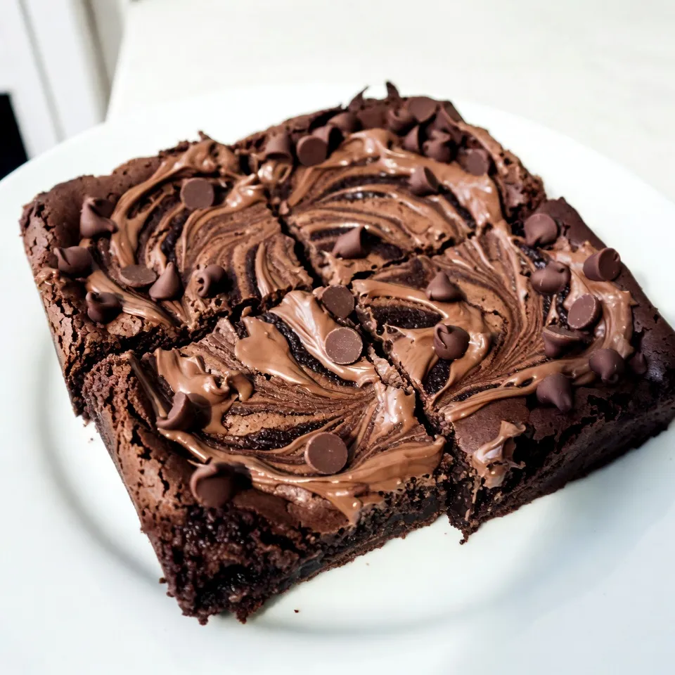 To make these Nutella brownies, you need a few key ingredients: - 1 cup Nutella - 1/2 cup unsalted butter, melted - 1 cup granulated sugar - 2 large eggs - 1 teaspoon vanilla extract - 3/4 cup all-purpose flour - 1/4 cup unsweetened cocoa powder - 1/4 teaspoon salt These ingredients work together to create a rich and gooey treat. The Nutella adds a sweet, chocolatey flavor that makes these brownies stand out. For those who want to enhance their brownies, consider adding: - 1/2 cup chocolate chips - Chopped nuts, like walnuts or pecans - A teaspoon of instant coffee for depth Adding chocolate chips makes the brownies even more chocolaty. Nuts add a nice crunch, and coffee boosts the chocolate flavor. If you have allergies or dietary needs, you can swap some ingredients: - Use dairy-free butter for a dairy-free option. - Replace granulated sugar with coconut sugar for a healthier choice. - Substitute gluten-free flour for all-purpose flour if needed. These swaps let you enjoy Nutella brownies while fitting your diet. Always test your substitutions for the best results. {{ingredient_image_1}} Start by preheating your oven to 350°F (175°C). This step warms the oven and helps the brownies bake evenly. Next, take a 9x9-inch baking pan. You can grease it with butter or line it with parchment paper. Lining the pan makes it easier to remove the brownies later. In a large bowl, combine 1 cup of Nutella and 1/2 cup of melted unsalted butter. Stir them together until they are smooth. Then, add 1 cup of granulated sugar, 2 large eggs, and 1 teaspoon of vanilla extract. Mix these ingredients until everything is blended and shiny. This is where your brownies start to get their rich flavor. In another bowl, whisk together 3/4 cup of all-purpose flour, 1/4 cup of unsweetened cocoa powder, and 1/4 teaspoon of salt. Slowly add this dry mix to the wet mix. Stir until just combined. Be careful not to overmix; this keeps the brownies soft and chewy. If you want, fold in 1/2 cup of chocolate chips for extra chocolatey goodness. Pour the brownie batter into the prepared pan. Spread it out evenly. For a fun twist, drop spoonfuls of extra Nutella on top. Use a knife to swirl it around. This adds a nice design and extra flavor. Bake for 20-25 minutes. Check with a toothpick; it should have a few moist crumbs. Allow the brownies to cool for about 10 minutes before moving them to a wire rack to cool completely. Now you’re ready to cut and enjoy! To get the best texture, use room-temperature ingredients. This ensures everything mixes well. When you stir the batter, stop mixing as soon as you see no dry flour. Overmixing will make the brownies tough. The goal is a smooth and glossy batter. Adding chocolate chips can give a nice, gooey bite. Even baking is key to perfect brownies. First, preheat your oven to 350°F (175°C). Make sure your baking pan is the right size. A 9x9-inch pan works best. If you line it with parchment paper, it helps with easy removal. Keep an eye on the baking time. Start checking at 20 minutes. Insert a toothpick; it should come out with a few moist crumbs. Once cooled, cut the brownies into squares. You can dust them with powdered sugar for a fancy touch. Drizzle some melted Nutella on top for extra flavor. Serve them with vanilla ice cream for a special treat. For fun, add fresh berries on the side. This makes each bite a little more exciting! Pro Tips Use Room Temperature Ingredients: Ensure your eggs and butter are at room temperature for a smoother batter and better incorporation. Don't Overmix: Mix the dry ingredients into the wet just until combined to keep your brownies fudgy and tender. Swirl Technique: For a beautiful swirl effect, use a toothpick or knife to gently swirl the Nutella into the batter without fully mixing it in. Cooling Time: Allow the brownies to cool properly before cutting to ensure clean edges and easier handling. {{image_2}} You can make nut-free Nutella brownies. Use sunflower seed butter instead of Nutella. It gives a similar creamy texture. For dairy-free options, swap unsalted butter for coconut oil. This keeps the brownies moist and rich. Look for dairy-free chocolate chips if you want extra chocolaty bites. Adding flavors to your brownies is fun. A teaspoon of instant coffee gives a mocha twist. Mix it right into the wet ingredients. If you love mint, add a few drops of mint extract. It makes the brownies taste fresh and lively. Experiment with other flavors like orange or almond for a unique treat. Mix-ins can change your brownies. Chopped walnuts or pecans add crunch. Add them to the batter before baking. You can also use fresh or frozen berries. Raspberries or cherries pair well with chocolate. Just fold them in gently to keep the texture smooth. Try different combinations to find your favorite mix! To keep your Nutella brownies fresh, store them at room temperature. Use an airtight container to prevent them from drying out. If you have leftover brownies, place a piece of parchment paper between layers. This keeps them from sticking together. Your brownies can stay good for about 3 to 4 days this way. If you want to keep brownies longer, freezing is a great option. First, let the brownies cool completely. Then, wrap them tightly in plastic wrap. After that, place the wrapped brownies in a freezer bag. Be sure to remove as much air as you can. They can stay frozen for up to three months. When you're ready to eat, just thaw them in the fridge overnight. To reheat brownies, preheat your oven to 350°F (175°C). Place the brownies on a baking sheet. Cover them lightly with aluminum foil. Heat for about 10 to 15 minutes. This warms them nicely and brings back their soft texture. You can also use a microwave. Heat a single brownie for about 10 to 15 seconds. Enjoy them warm for a delicious treat! Yes, you can use homemade Nutella. It will add a personal touch. Homemade Nutella often tastes fresher and richer. Just make sure it has a similar texture to the store-bought kind. This ensures your brownies turn out well. To check if the brownies are done, use a toothpick. Insert it into the center of the brownies. If it comes out with a few moist crumbs, they are ready. If it has wet batter, bake them a bit longer. Keep an eye on them after 20 minutes. Leftover brownies are a gift! You can store them in an airtight container. Keep them at room temperature for up to three days. For longer storage, freeze them. Wrap each brownie in plastic wrap, then place them in a freezer bag. They can last up to three months! You can also crumble them over ice cream for a tasty dessert. Nutella brownies are easy and fun to make. You gathered the right ingredients and followed the steps effectively. You can create various flavors and textures to suit your taste. Remember to store them well to enjoy later. After all this, I hope you feel excited to bake your own batch. Enjoy the rich, chocolatey goodness and impress your friends with your skills! Happy baking!