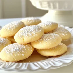 To make these soft cookies, you need just a few key items: - 2 &frac34; cups all-purpose flour - 1 teaspoon baking powder - &frac12; teaspoon baking soda - &frac12; teaspoon salt - 1 cup unsalted butter, softened - 1 cup granulated sugar - &frac12; cup powdered sugar - 1 large egg - 2 teaspoons vanilla extract - 1 tablespoon milk (for texture) - Extra granulated sugar for rolling These ingredients blend to create a cookie that melts in your mouth. You can add flavor with these optional ingredients: - &frac12; teaspoon almond extract Almond extract gives a nice twist to the classic taste. You can skip it if you prefer pure vanilla flavor. Gather these tools to make your cookie-making easier: - Mixing bowls - Electric mixer - Cookie scoop or tablespoon - Baking sheets - Parchment paper - Wire rack These items help you prepare and bake your cookies with ease. {{ingredient_image_1}} First, preheat your oven to 350&deg;F (175&deg;C). This step is key for even baking. Line two baking sheets with parchment paper. This keeps the cookies from sticking. Use a spatula to help lift them off after baking. In a medium bowl, whisk together the flour, baking powder, baking soda, and salt. Make sure they mix well. In a large bowl, cream the softened butter, granulated sugar, and powdered sugar. Use an electric mixer on medium speed for about 3-4 minutes. The mix should look light and fluffy. Add in the egg, vanilla extract, and almond extract if you want. Beat until all is well combined. Gradually add the dry mix to the wet mix. Use low speed to mix until just combined. If the dough feels dry, add a tablespoon of milk to help. Now, scoop out small balls of dough, about 1 inch wide. Roll these balls in extra granulated sugar to coat them. Place the dough balls on the prepared sheets, spacing them about 2 inches apart. They will spread while baking. Bake them for 8-10 minutes. Look for lightly golden edges. The middle should look slightly underdone. Remove them from the oven and let them cool on the sheets for 5 minutes. Then, transfer the cookies to a wire rack to cool completely. Enjoy the soft melt-in-your-mouth goodness! To make soft melt-in-your-mouth sugar cookies, start with room temperature butter. Cream it well with both sugars until fluffy. This step adds air, making cookies light. Use the right flour too. Stick with all-purpose flour for the best results. Mix dry and wet ingredients gently. Overmixing can make them tough. If the dough feels dry, add a splash of milk. This helps bind the mixture and improves texture. One common mistake is overbaking the cookies. Keep an eye on them while they bake. They should look slightly underdone in the center. Another mistake is using cold butter. Cold butter does not cream well, so it impacts the texture. Also, avoid skipping the rolling in sugar step. This gives cookies a nice sweet crust. Lastly, don't pack the flour. Scoop it and level for accurate measurement. You can prepare the dough ahead of time. After mixing, shape it into balls. Then, roll them in sugar and place them on a baking sheet. Freeze the dough balls for about one hour. Once firm, transfer them to a freezer bag. Label it with the date. When you want fresh cookies, bake them directly from the freezer. Just add an extra minute or two to the baking time. This keeps your cookies fresh and ready to enjoy anytime! Pro Tips Chill the Dough: Refrigerating the cookie dough for at least 30 minutes will help the cookies maintain their shape and prevent them from spreading too much while baking. Use Room Temperature Ingredients: Make sure your butter and egg are at room temperature before mixing. This helps to create a smoother dough and ensures even baking. Don't Overbake: Pull the cookies from the oven when they are just set and lightly golden at the edges. They will continue to cook on the baking sheet after being removed from the oven. Experiment with Flavors: Feel free to add in chocolate chips, nuts, or different extracts to customize the flavor of your sugar cookies. Almond extract adds a lovely touch! {{image_2}} You can change the flavor of your sugar cookies easily. Try adding spices like cinnamon or nutmeg to the dough. Each spice gives a warm touch. You can also use extracts. Almond extract gives a sweet, nutty taste. Peppermint extract adds a fresh zest. Just make sure you don't add too much. A little goes a long way. Decorating cookies is fun and easy. You can use royal icing for a smooth finish. Mix powdered sugar with water to make it. Use food colors to create bright designs. Sprinkles are a simple way to add color too. After baking, let the cookies cool first. This way, the icing won&rsquo;t melt. You can even shape them into fun holiday themes. If you want a gluten-free cookie, use gluten-free flour. It works well as a substitute. For a vegan option, replace the egg with flaxseed meal. Mix one tablespoon of flaxseed with three tablespoons of water. Let it sit until it thickens. Use coconut oil instead of butter for a dairy-free treat. These swaps keep the cookies soft and tasty. To keep your soft melt-in-your-mouth sugar cookies fresh, store them in an airtight container. This helps prevent them from drying out. Place parchment paper between layers of cookies to avoid sticking. You can keep them at room temperature for up to a week. If you live in a humid area, consider putting a slice of bread in the container. The bread keeps the cookies soft and moist. For longer freshness, refrigerate your cookies. Wrap them in plastic wrap or put them in a sealed bag. This will help them last up to two weeks. Before serving, let them sit at room temperature for about 15 minutes. You can also revive them by popping them in the microwave for a few seconds. They will taste just baked! You can freeze your cookies if you want to make them last even longer. First, let the cookies cool completely. Then, place them in a single layer on a baking sheet. Freeze them for about an hour. After that, transfer them to a freezer-safe bag. They can last up to three months in the freezer. When you're ready to enjoy them, just thaw them at room temperature. No need to bake again! You can tell your sugar cookies are done when the edges are lightly golden. They should look soft in the center. If they are puffy and slightly firm, they are ready to come out. Remember, they will continue to bake a bit on the sheet after you remove them. Yes, you can make substitutions! If you run out of granulated sugar, you can use brown sugar instead. For butter, you can swap in coconut oil or margarine. If you want to skip the egg, try using unsweetened applesauce or a flax egg. Just keep in mind that this can change the texture slightly. You can store your sugar cookies in an airtight container for up to a week. If you want them to last longer, freeze them. They can stay in the freezer for up to three months. Just make sure to wrap them well to avoid freezer burn. In this article, we explored essential ingredients, steps, and tips for making sugar cookies. I shared how to prep your oven and bake sheets and mix ingredients for the best taste. I also highlighted ways to achieve perfect texture and avoid common mistakes. Lastly, we dove into variations and storage tips. Now, you can enjoy soft, melt-in-your-mouth sugar cookies anytime. With these insights and steps, baking cookies becomes fun and easy. Happy baking!