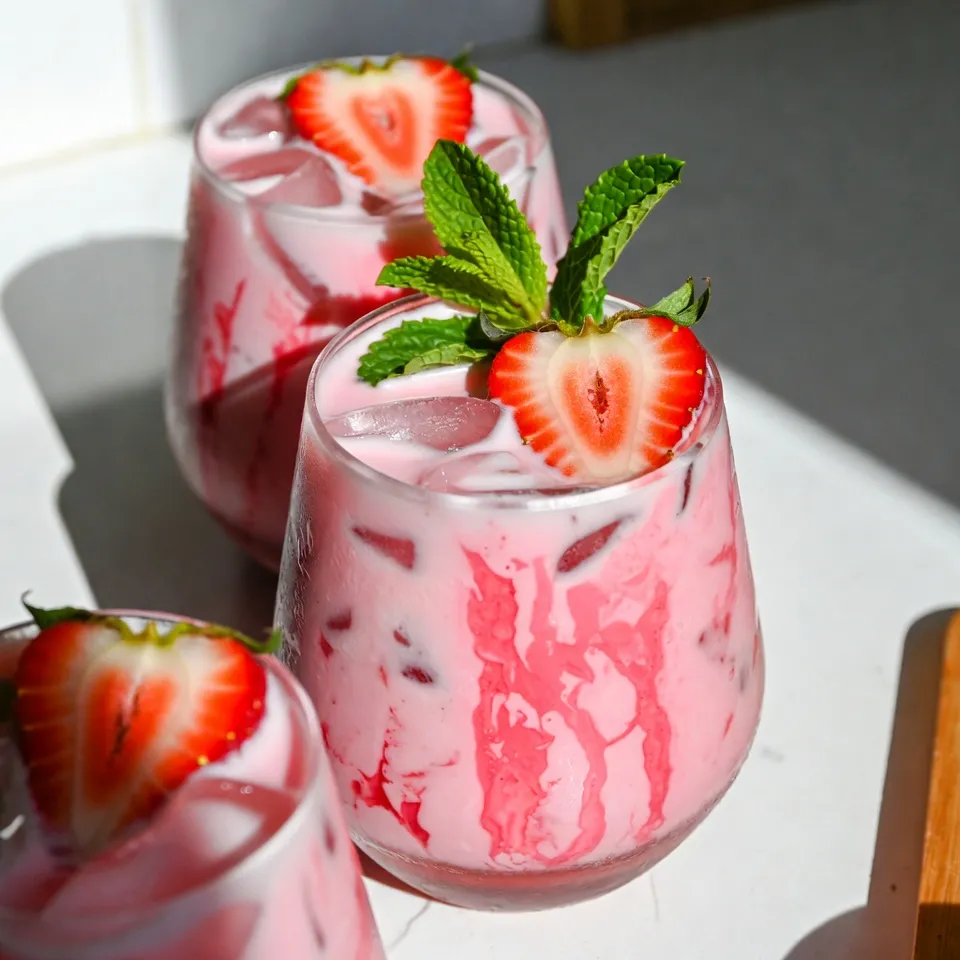 To make the Starbucks Copycat Pink Drink, you will need: - 1 cup coconut milk (canned or carton) - 1 cup fresh strawberries, sliced - 1 cup unsweetened almond milk - 1 cup hibiscus tea, brewed and cooled - 2 tablespoons agave syrup (adjust for sweetness) - 1/2 teaspoon vanilla extract - Ice cubes Each ingredient plays a key role. The coconut milk gives a rich taste. Almond milk adds a light touch. Hibiscus tea creates that lovely pink color. Agave syrup sweetens the drink. Fresh strawberries provide a burst of flavor. Use precise measurements for the best results. If you don’t have coconut milk, try oat milk or soy milk. For a different sweetener, use honey or maple syrup. If you want more fruit, use raspberries or blueberries instead of strawberries. Feel free to mix and match based on what you have at home. {{ingredient_image_1}} To start, boil water in a pot. Use about 2 cups for this recipe. Once it boils, add 2 hibiscus tea bags. Let them steep for 5 to 7 minutes. This gives the tea a rich color and flavor. After steeping, remove the tea bags. Let the tea cool down for about 15 to 20 minutes. This step is key, as we want it cold for our drink. Grab a big glass or a shaker. Pour in 1 cup of coconut milk and 1 cup of unsweetened almond milk. Add 2 tablespoons of agave syrup for sweetness. If you like it sweeter, feel free to add more. Next, add 1/2 teaspoon of vanilla extract. Stir everything together until the agave syrup dissolves. It should mix well and smell amazing! Now, it’s time to bring it all together. Add a handful of ice cubes into your glass. Pour the cooled hibiscus tea over the ice. You want to see a mix of colors, so stir gently. Don’t mix too much; we want that pretty marbled look. Finally, top your drink with fresh, sliced strawberries. They add a nice touch and extra flavor. Serve it right away for the best taste! To get the right sweetness, start with two tablespoons of agave syrup. Taste the drink after mixing. If you want it sweeter, add more syrup, one teaspoon at a time. Keep in mind that the strawberries add natural sweetness too. So, balance is key. For a lovely swirl, pour the hibiscus tea slowly. This helps keep the colors separate. Use a spoon to stir gently. You want a marbled look, not a mixed one. The contrast between pink and white is what makes it pretty. Serve the drink in clear glasses. This way, everyone sees the pink color and strawberries. You can also add a sprig of mint on top. It adds a nice touch of green and a hint of freshness. Enjoy your drink right away for the best look and taste! Pro Tips Chill Your Ingredients: For a refreshingly cold drink, ensure your coconut and almond milk are chilled before mixing. Customize Sweetness: Adjust the amount of agave syrup according to your taste preference; start with less and add more if needed. Use Fresh Ingredients: For the best flavor, opt for fresh strawberries and high-quality hibiscus tea. Marbled Effect: When adding hibiscus tea, pour it gently to create a beautiful marbled effect without fully mixing it in. {{image_2}} You can change the fruit based on the season. Fresh blueberries, raspberries, or peaches work well. In summer, add juicy peaches for a sweet twist. In fall, try adding sliced apples for a fun crunch. These fruits not only taste great but also make the drink look more appealing. This recipe is already dairy-free, but you can customize it further. Use oat milk or soy milk instead of coconut milk. These options add their unique flavors. If you want a nut-free option, stick with oat milk. Both choices keep the creamy texture while changing the taste. Add a pinch of cinnamon for warmth. This spice pairs well with the fruity flavors. You can also try a splash of mango juice for a tropical vibe. If you like it sweeter, add a bit more agave syrup. Experimenting with flavors makes each drink special and fun. If you have extra Pink Drink, store it in a sealed container. This keeps it fresh. Place it in the fridge. Use it within two days for the best taste. The tea and milk may separate. Just give it a quick stir before you drink. The Pink Drink is best when cold. Serve it over ice for a refreshing sip. If it warms up, the flavors can change. Make sure to chill the drink before serving. This keeps it tasty and enjoyable. Each part of the Pink Drink has its own shelf life. Brewed hibiscus tea lasts about three days in the fridge. Coconut milk can stay fresh for a week if opened. Almond milk also lasts about a week once opened. Always check for spoilage before using. A Starbucks Copycat Pink Drink is a fun, fruity beverage inspired by the popular drink at Starbucks. It combines coconut milk, almond milk, and hibiscus tea. This drink features fresh strawberries for a sweet taste and a pretty pink color. You can enjoy it cold, making it a refreshing choice on warm days. Yes, you can! If you don’t have hibiscus tea, try using another herbal tea. Fruit teas like strawberry or raspberry work well. You can also use plain water with extra fruit for flavor. Just remember, the pink color may change if you switch the tea. To make more servings, simply double or triple each ingredient. For example, use 2 cups of coconut milk and 2 cups of almond milk for four servings. Make sure to brew enough hibiscus tea to match your serving size. This way, you can share the drink with friends! This post covered how to make a tasty drink inspired by Starbucks. We explored the ingredients, from measurement details to alternatives. Next, I shared step-by-step instructions for brewing and mixing. We discussed tips and tricks to enhance flavor and presentation. Variations let you change it up with seasonal fruits and dairy-free options. Lastly, I explained storage and answered common questions. This guide gives you all you need for your drink journey. Enjoy making your own version today!