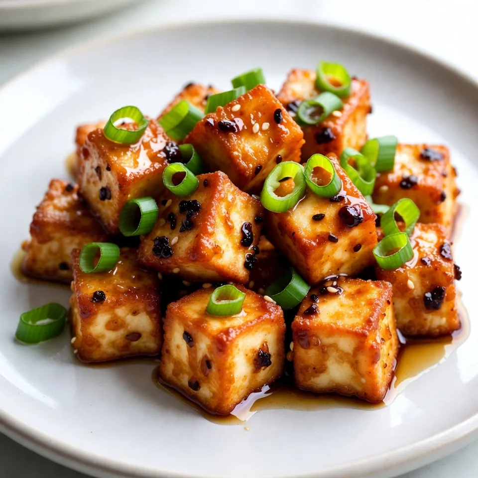 - 1 block (14 oz) firm tofu, drained and pressed - 1/4 cup honey - 3 cloves garlic, minced - 2 tablespoons vegetable oil - 3 tablespoons cornstarch - 2 tablespoons soy sauce - 1 tablespoon sriracha (adjust to taste) - 1 tablespoon rice vinegar - 1/2 teaspoon ground ginger - 1/4 teaspoon black pepper - Green onions and sesame seeds for garnish This dish starts with firm tofu. You need to drain and press it well. This step helps the tofu soak up flavors. The honey brings natural sweetness. Garlic adds a punch! Together, they create a rich sauce. For cooking, you need vegetable oil. It helps fry the tofu and makes it crispy. Cornstarch is key for a crunchy texture. Don't skip it! Soy sauce adds saltiness and depth. Now, let's spice it up! Sriracha gives heat. You can adjust it based on your taste. Rice vinegar adds tanginess. Ground ginger gives warmth. Black pepper adds a hint of spice. Finally, garnish with green onions and sesame seeds for a pop of color and crunch. {{ingredient_image_1}} 1. Preheat your oven to 400°F (200°C). This step is key for crispy tofu. 2. Line a baking sheet with parchment paper. This will help prevent sticking. 3. Drain and press the tofu to remove excess water. This makes it firmer. 4. Cut the tofu into bite-sized cubes. Aim for even pieces for even cooking. 1. Sprinkle cornstarch over the tofu cubes. Make sure each piece is coated well. 2. In a large skillet, heat vegetable oil over medium-high heat. 3. Add tofu cubes in batches. Fry until golden brown, about 8-10 minutes. Flip them to cook all sides. 4. Remove the crispy tofu and place it on the prepared baking sheet. 1. In a small saucepan, combine honey, minced garlic, soy sauce, sriracha, rice vinegar, ground ginger, and black pepper. 2. Heat the mixture over medium heat. Stir often as it simmers. 3. Cook until the sauce thickens slightly, about 3-5 minutes. This adds great flavor. 1. Pour the sauce over the tofu on the baking sheet. Toss to coat each piece. 2. Bake in the preheated oven for 15-20 minutes. The sauce should caramelize and get sticky. 3. Turn the tofu halfway through to ensure even cooking. 4. Once done, remove from the oven and let cool slightly. Garnish with sliced green onions and sesame seeds before serving. To get your tofu crispy, pressing it is key. Press the tofu for at least 30 minutes. This helps to remove extra moisture. The drier the tofu, the crispier it will be when cooked. Use a good oil for frying. I recommend vegetable oil or peanut oil. They have high smoke points. This means they can handle high heat without burning. Want more heat? Add extra sriracha to your sauce. Start with one tablespoon and taste it. You can always add more. You can also add other flavors. A splash of lime juice brightens the sauce. Try adding some zest for even more flavor. These tofu bites pair well with rice. You can also serve them with steamed veggies. For dips, try soy sauce or a spicy mayo. A fresh salad on the side is also great. Enjoy your meal! Pro Tips Press Tofu Well: Ensure you press the tofu for at least 30 minutes to remove excess moisture, which helps achieve a crispy texture when cooked. Customize the Heat: Adjust the amount of sriracha in the sauce to suit your spice preference. You can also substitute with a milder sauce if desired. Evenly Coat Tofu: When sprinkling cornstarch on tofu, use a gentle tossing motion to ensure each piece is evenly coated without breaking them. Serve Immediately: For the best taste and texture, serve the tofu bites immediately after baking while they are still hot and crispy. {{image_2}} To make this dish vegan, simply swap out honey for maple syrup. Maple syrup gives a lovely sweetness that fits perfectly with the garlic and spicy flavors. It’s a great choice for those who avoid animal products. Use the same amount, 1/4 cup, in your sauce for a perfect balance. You can try different sauces instead of honey garlic. Teriyaki sauce is a tasty option. It adds a rich, savory flavor that pairs well with tofu. You can also explore sweet chili sauce for a nice kick. Just remember to adjust the amount of sriracha if you want it spicier. Feel free to mix up the ingredients! You can use other veggies like bell peppers or broccoli. They add great texture and color. If you're not into tofu, try chickpeas or tempeh for a protein boost. These swaps keep the dish fresh and exciting every time you make it. To keep your spicy honey garlic tofu bites fresh, store them in an airtight container. Make sure they cool down first. Place the container in the fridge. They will stay good for about 3 to 5 days. If they lose some crunch, don’t worry! You can bring back the crispiness when reheating. To reheat the tofu bites, use the oven or a skillet. Preheat your oven to 350°F (175°C). Spread the bites on a baking sheet. Bake for about 10 minutes or until hot. If using a skillet, add a bit of oil. Heat over medium heat and cook until warmed through. This will help keep them crispy! If you want to save some for later, freezing is a great option. Place the cooled tofu bites in a single layer on a baking sheet. Freeze them for a few hours. Once they are frozen, put them in a freezer bag. They can last up to 3 months in the freezer. When ready to eat, thaw them in the fridge overnight before reheating. To make tofu crispy, start with firm tofu. Press it well to remove excess water. This step is key. After pressing, cut the tofu into bite-sized cubes. Coat each piece with cornstarch. This will help create a crispy outer layer. Heat vegetable oil in a skillet. Fry the tofu cubes until golden brown on all sides, about 8-10 minutes. This method gives you a nice crunch. Baking the tofu after frying adds extra crispiness too. Yes, you can make Spicy Honey Garlic Tofu Bites ahead of time. Cook the tofu and prepare the sauce. Store the tofu and sauce separately in the fridge. This keeps each part fresh. When you’re ready to eat, combine the tofu and sauce and bake them together. You can also reheat the tofu in the oven to keep it crispy. These tofu bites pair well with many side dishes. Serve them with rice for a hearty meal. A fresh salad adds a nice crunch. You can also try steamed veggies for a healthy touch. For something fun, serve with dipping sauces like sweet chili or peanut sauce. These options enhance the meal and add flavor. You now know how to prepare Spicy Honey Garlic Tofu Bites. We covered key ingredients, step-by-step instructions, and helpful tips. Remember to press the tofu well for a crispy result. Don't hesitate to adjust the sauce to match your taste. You can also try different sauces or serve with rice and veggies. Enjoy your cooking and explore all the tasty options. Your kitchen will become a hub of flavor!