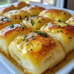 - 3 cups all-purpose flour - 2 tablespoons sugar - 1 packet instant yeast (2 ¼ teaspoons) - 1 teaspoon salt - 1 cup warm milk (about 110°F) - 1/4 cup unsalted butter, melted - 1 large egg - 4 cloves garlic, minced - 1/4 cup fresh parsley, chopped - 1/4 cup unsalted butter (for brushing) Each ingredient plays a vital role in making soft garlic bread rolls. - All-purpose flour gives the rolls structure. It helps them rise and stay fluffy. - Sugar feeds the yeast. It also adds a slight sweetness to the rolls. - Instant yeast helps the dough rise quickly. It makes the rolls light and airy. - Salt enhances flavor. It also strengthens the dough’s structure. - Warm milk activates the yeast. It makes the dough soft and tender. - Unsalted butter adds richness and flavor. It helps create a soft texture. - Egg enriches the dough. It adds moisture and a lovely golden color. - Garlic infuses bold flavor. It gives the rolls a delicious aroma. - Fresh parsley adds color and freshness. It brightens the flavor profile. - Butter for brushing adds extra flavor and shine. It makes the rolls irresistible. If you need to swap ingredients, here are some ideas: - Flour: Use bread flour for a chewier texture. - Sugar: Honey or maple syrup can replace sugar. - Yeast: Active dry yeast works but may need proofing first. - Milk: Any milk or milk alternative can be used. - Butter: Olive oil is a healthy substitute for butter. - Egg: Use a flaxseed meal or applesauce for a vegan option. - Garlic: Garlic powder can replace fresh garlic in a pinch. - Parsley: Other fresh herbs like basil or oregano can work too. {{ingredient_image_1}} Start by taking a large bowl. Pour in 1 cup of warm milk. Make sure it’s about 110°F. Add 2 tablespoons of sugar and 1 packet of instant yeast. Stir gently and let it sit for 5 minutes. You want it to get bubbly and frothy. This shows the yeast is alive and ready to work. Next, add 1/4 cup of melted butter and 1 large egg to the yeast mix. Stir well until everything blends. In another bowl, whisk 3 cups of all-purpose flour with 1 teaspoon of salt. Gradually add this flour mix to the wet ingredients. Keep mixing until a dough starts to form. Once the dough comes together, it’s time to knead. Place it on a floured surface. Knead the dough for about 5 to 7 minutes. You want it to feel smooth and elastic. After kneading, place the dough in a greased bowl. Cover it with a clean towel. Let it rise in a warm spot for 1 hour. It should double in size. After the dough has risen, punch it down gently. Knead in 4 minced garlic cloves and 1/4 cup of chopped parsley. This adds great flavor. Now, divide the dough into 12 equal pieces. Shape each piece into a ball and place them on a greased baking sheet. Make sure they are close but not touching. Cover them again with a towel and let them rise for another 30 minutes. Preheat your oven to 350°F (175°C). Once the rolls have risen, brush the tops with melted butter. Bake them for 20 to 25 minutes. They should turn golden brown. After baking, let them cool slightly. If you like, brush them with more melted butter before serving. Enjoy your soft garlic bread rolls! To keep your rolls soft, use warm milk. The milk should be about 110°F. Warm milk helps yeast grow well. This makes the rolls fluffy. Knead the dough until it feels smooth. This helps build a nice texture. After kneading, let the dough rise. Cover it and find a warm spot. This helps the dough double in size. Garlic and parsley give these rolls great flavor. Use fresh garlic for the best taste. You can also add cheese. Try mozzarella or cheddar for a tasty twist. Mixing herbs like rosemary or thyme can add depth. Brush melted butter on top for extra richness. This makes them golden and fragrant. One mistake is not using warm milk. Cold milk slows yeast growth. Don’t skip the second rise. This step helps the rolls become airy. Make sure to knead the dough enough. If it’s too sticky, add a little flour. Lastly, avoid overbaking. Check the rolls at 20 minutes. They should be golden, not dark brown. Pro Tips Perfect Dough Consistency: Ensure your dough is slightly sticky but manageable. If it’s too dry, add a little more warm milk, and if too wet, sprinkle in a bit more flour. Flavor Boost: For an extra flavor kick, sauté the minced garlic in a bit of the melted butter before adding it to the dough. Proper Rising: If your kitchen is cool, you can create a warm environment for the dough to rise by turning on the oven for a minute, then turning it off and placing the dough inside. Storage Tips: Store leftover rolls in an airtight container at room temperature for up to 2 days, or freeze them for longer storage. {{image_2}} You can make herb-infused garlic rolls by adding your favorite herbs. Fresh rosemary and thyme pair well with garlic. Chop the herbs finely and knead them into the dough along with the garlic. This adds a lovely depth of flavor. You can also mix in some dried herbs if fresh ones aren't available. For cheese-stuffed rolls, you will need a cheese that melts well. Mozzarella or cheddar works great. After shaping your dough into balls, flatten each ball and place a small piece of cheese in the center. Fold the dough around the cheese and reshape it into a ball. This gives you a gooey surprise in each bite! If you prefer whole wheat, swap half the all-purpose flour for whole wheat flour. This adds fiber and a nutty flavor. For gluten-free rolls, use a gluten-free flour blend. Make sure your yeast is gluten-free as well. The texture may differ slightly, but they will still be delicious. Adjust the liquid as needed, as gluten-free flours absorb more moisture. To keep your garlic bread rolls fresh, store them in an airtight container. This helps keep moisture in and prevents the rolls from going stale. You can also wrap them in plastic wrap. Make sure to place them in a cool, dry spot. If you want to enjoy them later, the fridge is not the best choice. It can dry them out. Instead, keep them at room temperature for up to three days. When you are ready to eat the rolls, reheating them is simple. You can use the oven or the microwave. If using the oven, preheat it to 350°F (175°C). Wrap the rolls in foil to keep them soft. Heat for about 10 minutes. If you prefer the microwave, place a roll on a microwave-safe plate. Heat it for 10-15 seconds. Check to see if it's warm enough. If not, add a few more seconds. To freeze your garlic bread rolls, let them cool completely first. Once cool, place the rolls in a freezer bag. Squeeze out the air before sealing. They can stay frozen for up to three months. When you want to eat them, thaw them in the fridge overnight. Reheat them in the oven or microwave to enjoy that soft, fluffy texture again. To make garlic bread rolls, start by mixing warm milk, sugar, and instant yeast in a bowl. Let it sit for five minutes until it bubbles. Next, mix in melted butter and a large egg. In another bowl, whisk together flour and salt. Gradually add this to the wet mix, stirring until a dough forms. Knead the dough for five to seven minutes until smooth. Put it in a greased bowl, cover it, and let it rise for one hour. Once it doubles in size, add minced garlic and parsley. Divide the dough into twelve pieces, shape them into balls, and let them rise again for thirty minutes before baking them. Yes, you can use dried garlic. However, fresh garlic gives a stronger and richer flavor. If you use dried garlic, use about one teaspoon for each clove. Dried garlic will blend into the dough well, but it may not give the same punch as fresh. Experiment to see what you like best! Garlic bread rolls last about two to three days at room temperature. Keep them in a sealed container to keep them soft. If you want to keep them longer, you can freeze them. When frozen, they can last up to three months. Just make sure to wrap them well to prevent freezer burn. Garlic bread rolls pair well with many dishes. They go great with pasta, salads, or soups. You can serve them alongside marinara sauce or pesto for dipping. They also make a nice side for grilled meats. Enjoy them with your favorite meals! This blog post covered how to make delicious garlic bread rolls from scratch. We explored key ingredients, their properties, and good substitutes. I walked you through each step, from mixing to baking, and shared useful tips to ensure your rolls are soft and flavorful. We also looked at tasty variations and how to store your rolls. With these insights, you can now bake perfect garlic bread rolls tailored to your taste. Enjoy creating and sharing them with others!