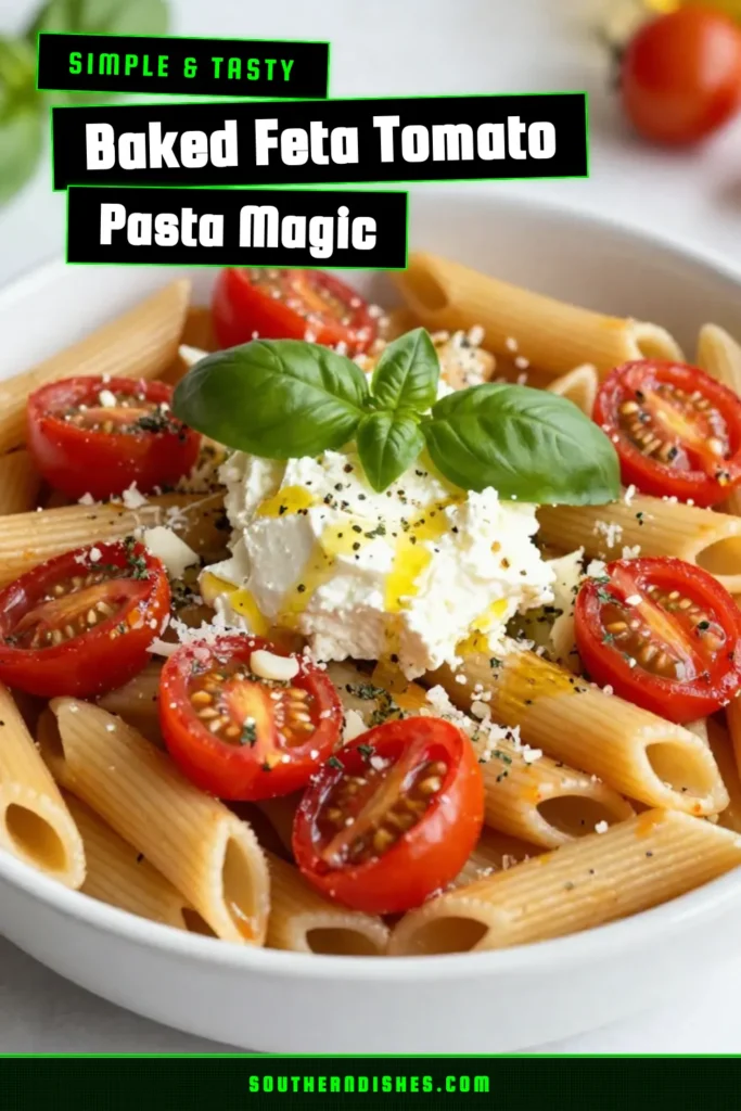 Savor the flavors of this easy baked feta tomato pasta recipe! This creamy feta tomato pasta is not only delicious but a perfect Mediterranean pasta recipe for any dinner. With simple ingredients like cherry tomatoes and feta, you&rsquo;ll have a delightful baked feta dish ready in just 40 minutes. Try this baked feta pasta recipe today and impress your family or guests! Don't forget to save this for later! #BakedFetaPasta #TomatoPastaWithFeta #EasyBakedFetaDish #CreamyFetaTomatoPasta