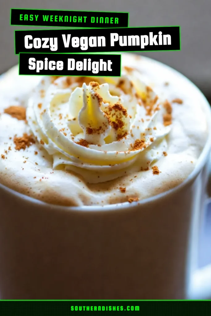 Warm up this fall with a delicious Vegan Pumpkin Spice Latte! This easy vegan latte combines creamy coconut milk, strong brewed coffee, and pumpkin puree for a delightful dairy-free pumpkin latte. Perfect as a pumpkin spice fall drink, it's a must-try for plant-based coffee recipes lovers. Enjoy your cozy treat in just 10 minutes! Save this recipe to indulge in the flavors of autumn! #VeganPumpkinSpiceLatte #DairyFreePumpkinLatte #PlantBasedCoffeeRecipes #PumpkinSpiceFallDrinks