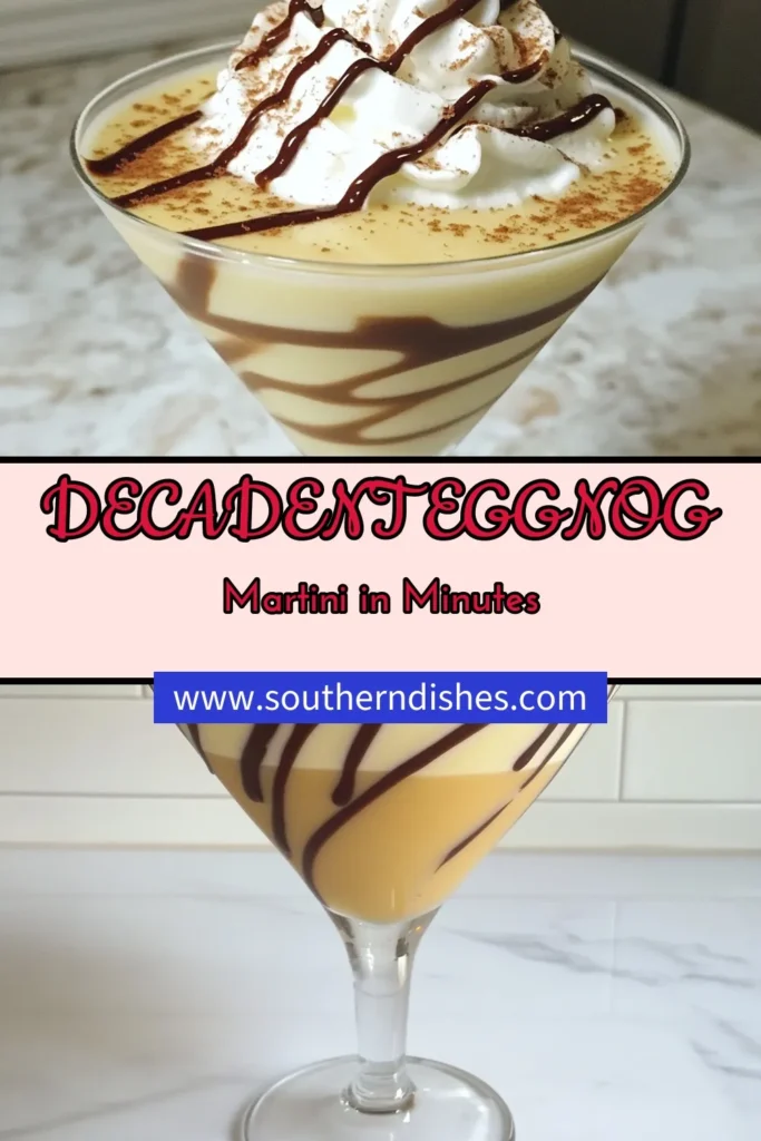 Indulge in the festive spirit with this Minute Chocolate Eggnog Martini! This chocolate eggnog martini recipe is the perfect blend of creamy eggnog and rich chocolate, making it one of the best quick holiday cocktails. Whip up this easy chocolate cocktail in just 5 minutes and impress your guests with a delightful festive eggnog drink. Perfect for any celebration, don't forget to save this recipe for your holiday gatherings! #ChocolateEggnogMartini #QuickHolidayCocktails #EasyChocolateCocktails #FestiveEggnogDrinks