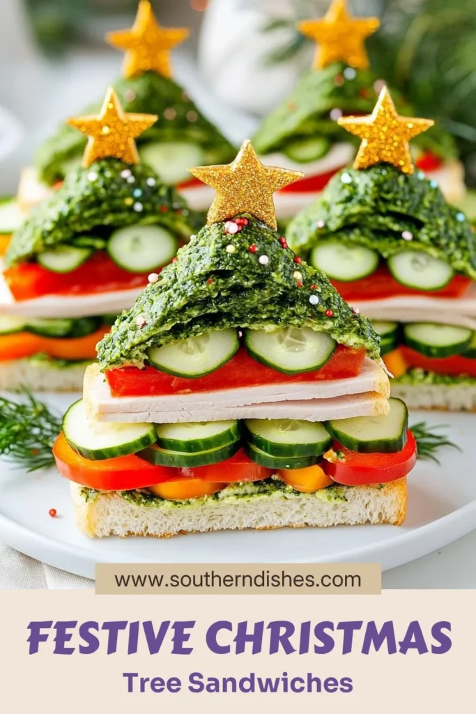 Get ready for the holidays with these delightful Christmas Tree Sandwiches! Perfect for your festive gatherings, these holiday finger foods combine cream cheese, veggies, and turkey for a delicious bite. Decorate with edible glitter for a stunning presentation. Elevate your holiday parties with this festive sandwich recipe that will impress guests and satisfy appetites. Save this for your next Christmas appetizer buffet! #ChristmasTreeSandwiches #HolidayFingerFoods #FestiveSandwichRecipes #ChristmasAppetizers