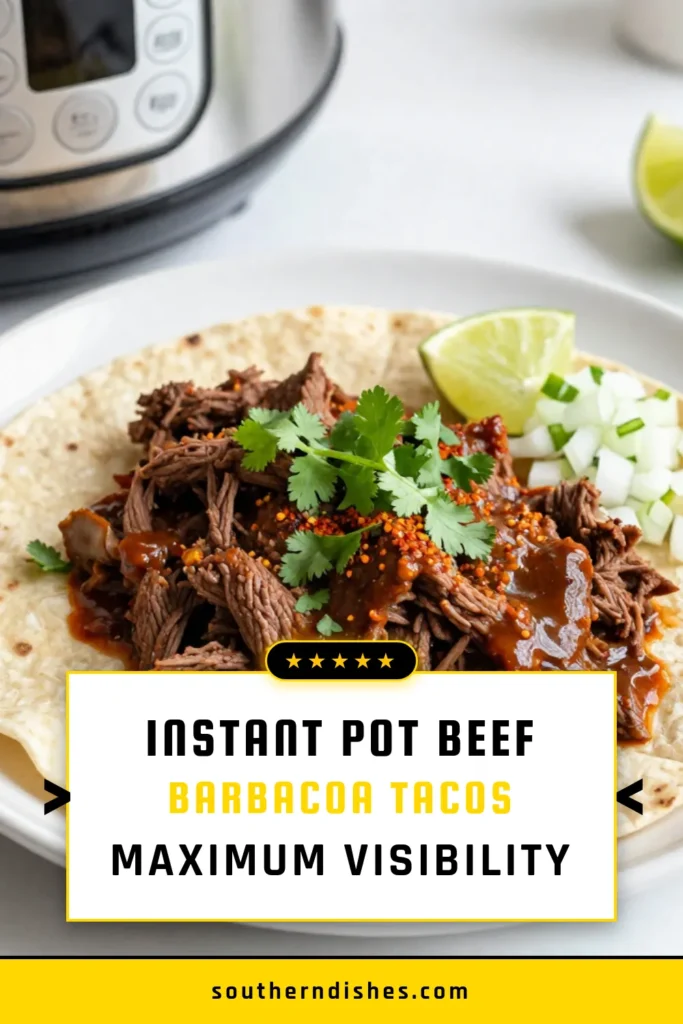 Discover the ultimate savory beef barbacoa recipe with this easy Instant Pot Beef Barbacoa! In just 90 minutes, you'll whip up mouthwatering chipotle beef tacos that your family will love. Perfectly seasoned and incredibly tender, this Instant Pot tacos recipe is a must-try for busy weeknights. Save this recipe for your next taco night and enjoy delicious homemade barbacoa. #InstantPotBeefBarbacoa #EasyBarbacoaRecipe #ChipotleBeefTacos #InstantPotTacos