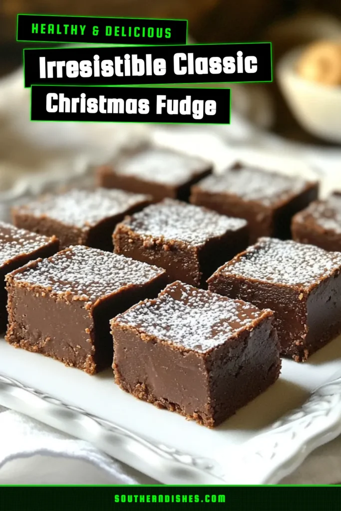 Indulge in the delightful taste of this Classic Christmas Fudge! This easy fudge recipe features rich chocolate flavors and is perfect for your holiday gatherings. Create homemade chocolate fudge with simple ingredients and enjoy this classic holiday treat that everyone will love. Perfect as festive dessert ideas or thoughtful gifts. Ready to make your own? Click to discover this delicious Christmas fudge recipe now! #ChristmasFudge #HomemadeFudge #HolidayTreats #FestiveDesserts
