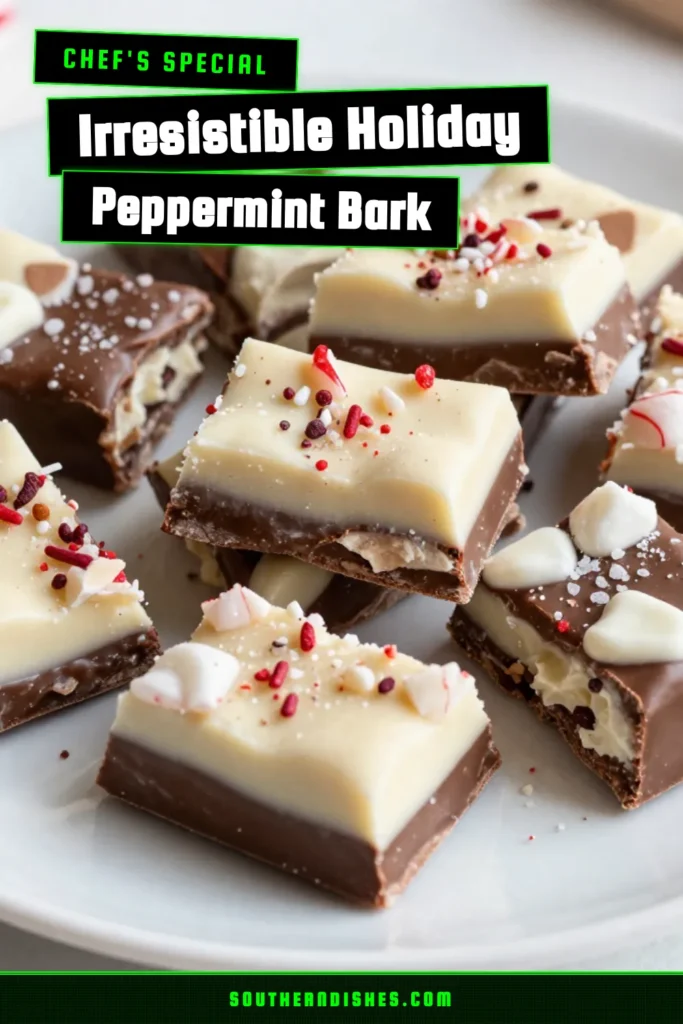 Indulge in the joys of the season with this easy peppermint bark recipe! Perfect for holiday gatherings, this classic holiday treat combines rich semi-sweet and white chocolate with festive crushed peppermint candies. Homemade peppermint candy has never been simpler! Treat yourself and loved ones to this delightful festive dessert idea. Save this recipe for a delicious addition to your holiday festivities! #PeppermintBark #HolidayTreats #EasyDesserts #FestiveBaking