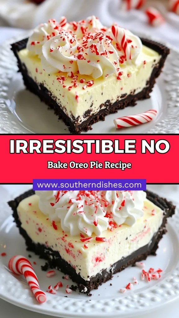 Indulge in this easy No-Bake Peppermint Oreo Pie, the perfect addition to your holiday dessert table! This delightful Peppermint Oreo Dessert features a creamy filling atop a delicious Oreo Cookie Crust, making it an ideal No-Bake Christmas Dessert. Follow this Easy Peppermint Pie Recipe to impress your guests and satisfy your sweet tooth. Save this recipe for a festive treat you'll love! #NoBakeOreoPie #PeppermintDessert #EasyPeppermintPie #ChristmasDesserts