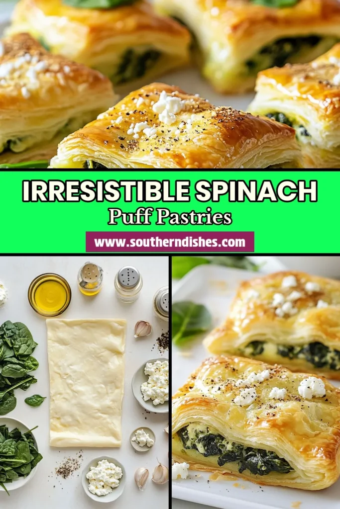 Discover the deliciousness of spinach stuffed puff pastry with this easy savory puff pastry recipe! Perfect as vegetarian puff pastry snacks or easy spinach appetizers, these flavorful ricotta and feta pastries are a hit for parties or family gatherings. With just a few simple ingredients, you can create golden, flaky bites that everyone will love. Save this recipe and get baking! #SpinachStuffedPuffPastry #VegetarianSnacks #EasyAppetizers #SavoryRecipes