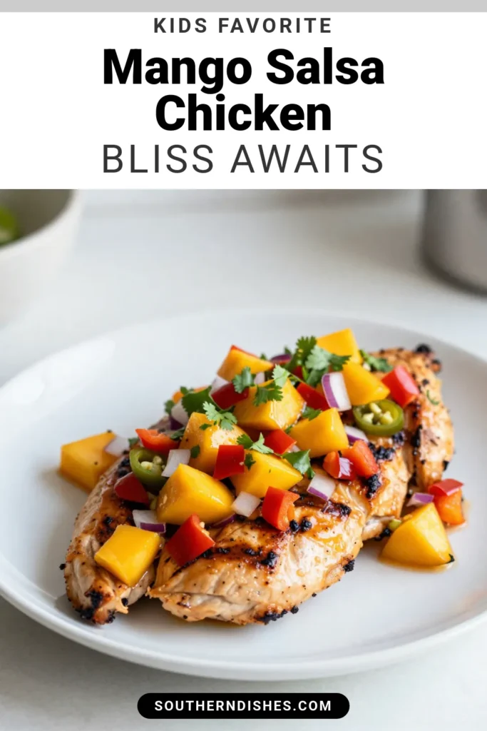 Elevate your dinner with this delicious Mango Salsa Chicken recipe! Perfectly grilled chicken topped with a vibrant mango salsa is ideal for summer meals. This easy mango salsa recipe combines juicy mango, fresh cilantro, and a touch of heat for a refreshing dish. Enjoy healthy chicken dinner ideas that are quick to prepare. Try this grilled chicken with mango salsa today and make mealtime special! Save this recipe for your next gathering! #MangoSalsaChicken #GrilledChicken #HealthyDinner #SummerRecipes