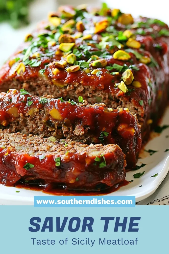 Discover a delicious Sicilian meatloaf recipe that blends ground beef and pork with roasted pistachios and sweet raisins for a unique culinary experience. This Italian meatloaf with raisins features the rich flavor of Pecorino Romano cheese and a hint of cinnamon. Perfect for family dinners, this meatloaf with pistachios is sure to impress. Try it today and elevate your meals! Don't forget to save this for later! #SicilianMeatloaf #ItalianRecipe #MeatloafWithPistachios #GroundBeefAndPork