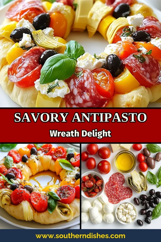 Discover the ultimate Antipasto Wreath recipe featuring Hot Honey Feta! This delicious pizza dough wreath combines Mediterranean flavors into a stunning baked antipasto platter that’s perfect for any party. With fresh ingredients and a sweet-spicy drizzle, it’s an epic Hot Honey Feta appetizer that will wow your guests. Save this easy-to-follow recipe for memorable gatherings! Try it now! #AntipastoWreath #HotHoneyFeta #MediterraneanFood #PartyAppetizers