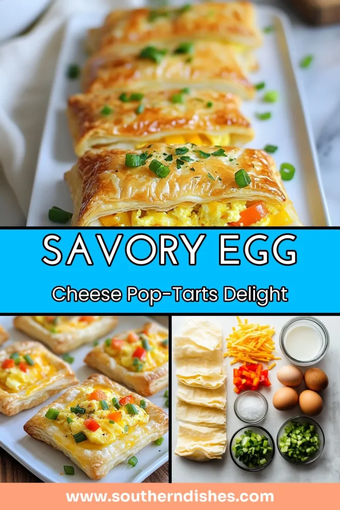 Discover the ultimate Savory Egg & Cheese Breakfast Pop-Tarts, a delightful egg and cheese pastry that's perfect for any morning! This puff pastry breakfast recipe is packed with flavor and cheesy goodness, making it one of the best easy breakfast ideas you can whip up in just 35 minutes. Perfectly crispy and filled with cheesy egg goodness, these cheesy egg Pop-Tarts will be a hit with the whole family. Save this recipe for your next brunch! #SavoryBreakfastPopTarts #BreakfastIdeas #PuffPastryRecipe #CheesyEggs