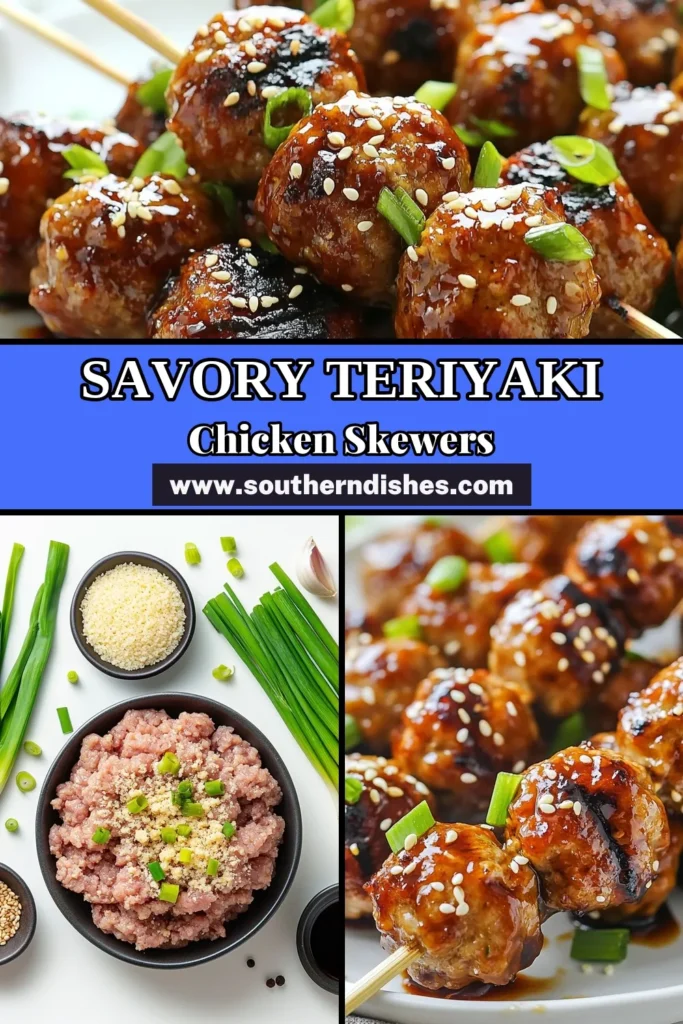 Get ready to savor the flavors of these delicious teriyaki meatball skewers! Perfectly grilled ground chicken skewers infused with teriyaki sauce create an easy teriyaki recipe that's sure to impress. This grilled meatball recipe is quick, fun, and perfect for any occasion. Serve up chicken meatballs with teriyaki sauce that are packed with flavor. Try this easy recipe today and elevate your next BBQ! #TeriyakiMeatballSkewers #GrilledMeatballs #GroundChicken #EasyRecipes